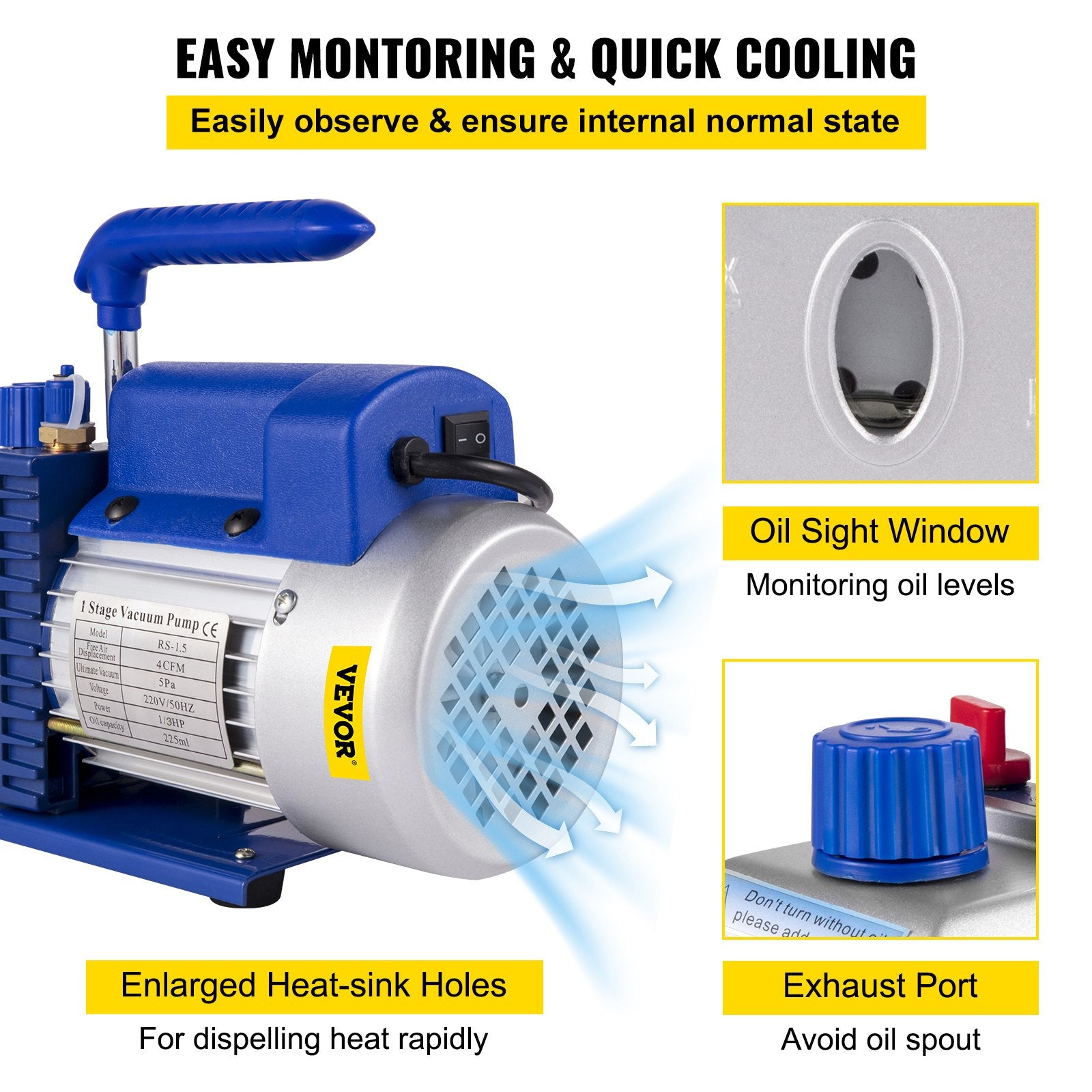 4CFM 1/4HP Rotary Vane Vacuum — view 7
