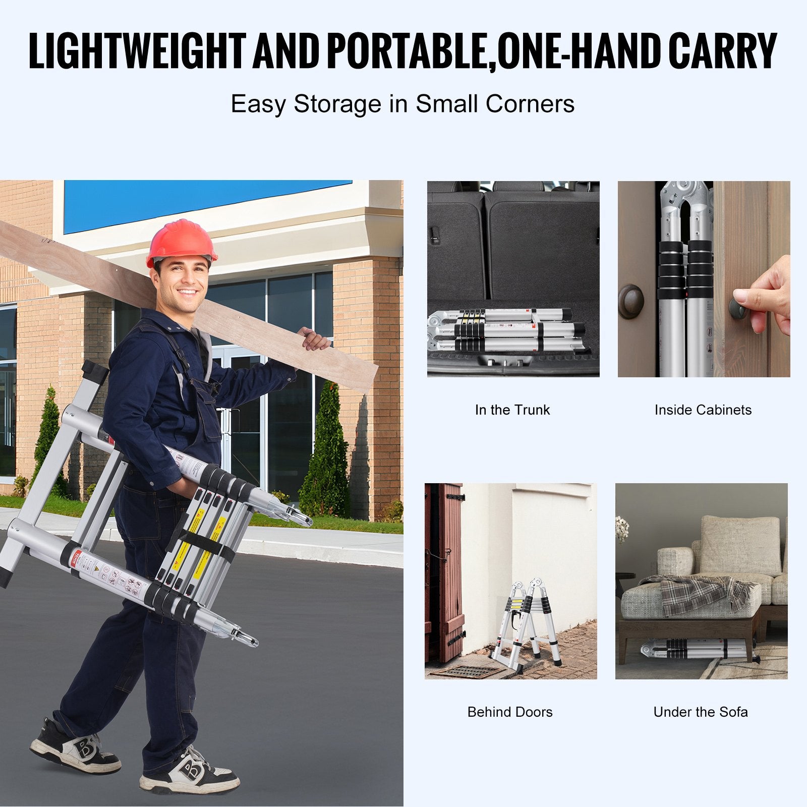 Telescoping Extension Ladder 12.5FT A-Shape — view 6