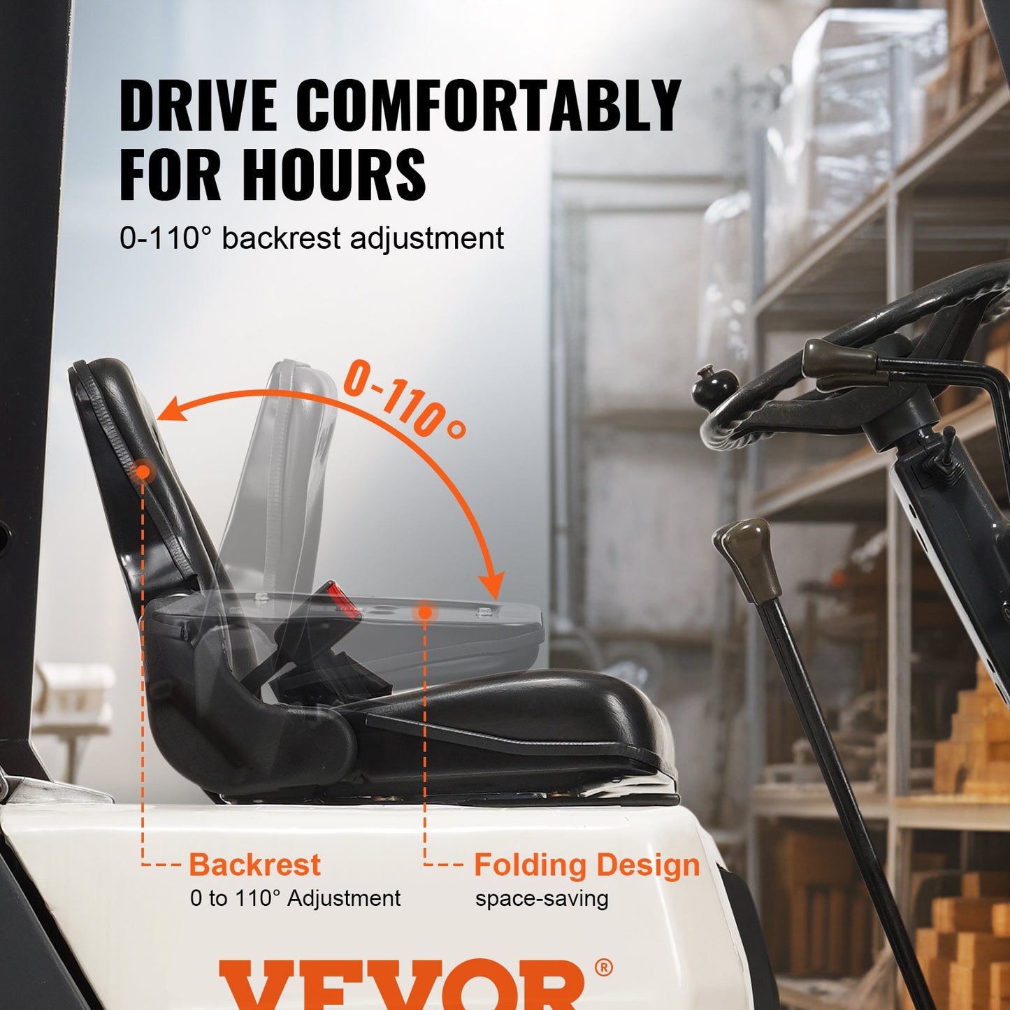 Universal Forklift Seat, Fold Down — view 4