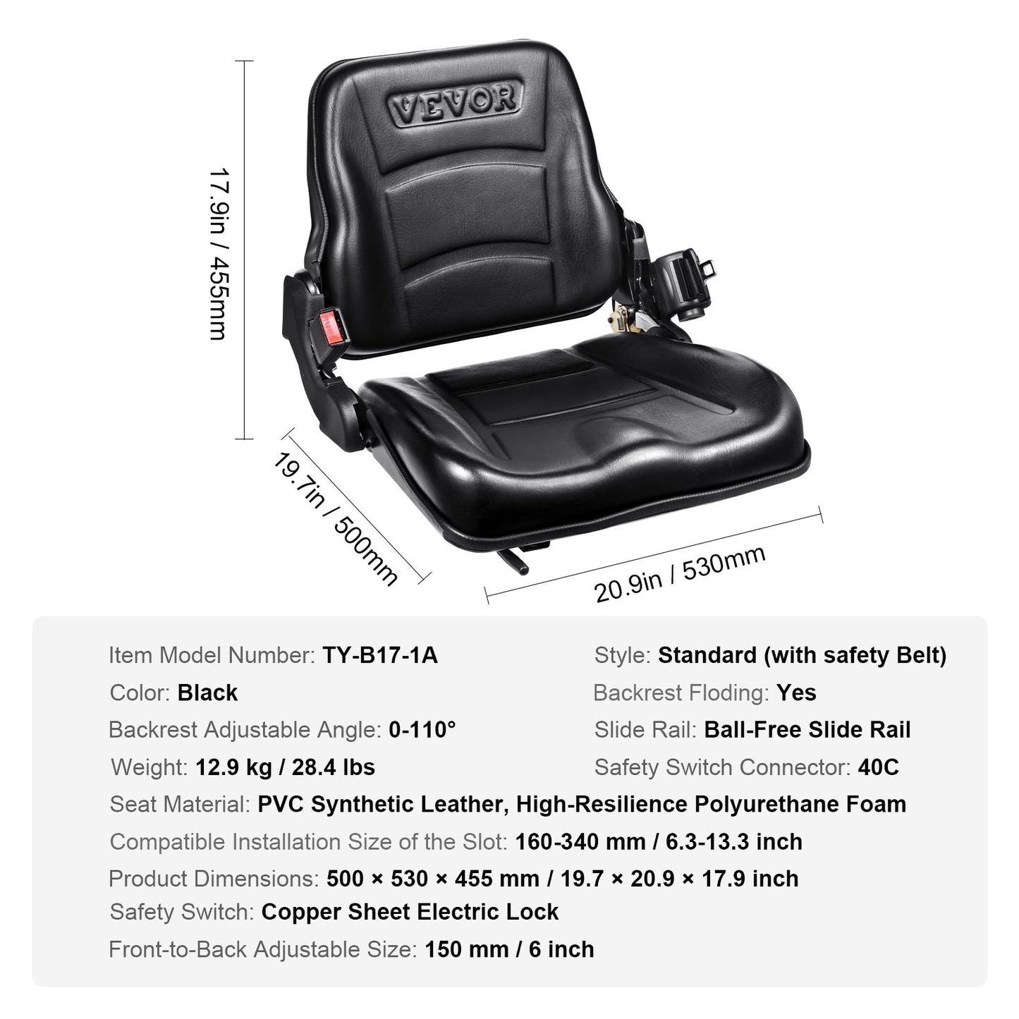 Universal Forklift Seat, Fold Down — view 8