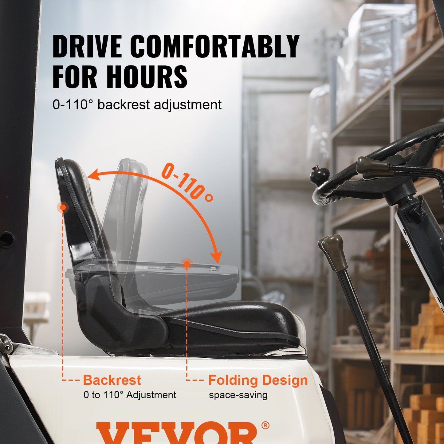 Universal Forklift Seat, Fold Down — view 4