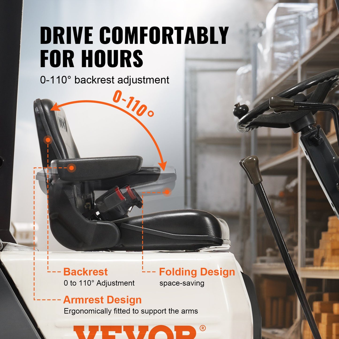 Universal Forklift Seat, Fold Down — view 4