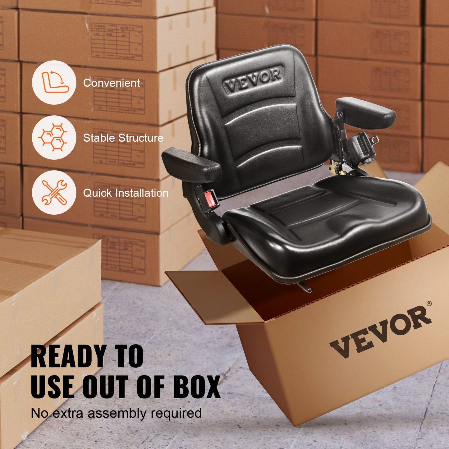 Universal Forklift Seat, Fold Down — view 7