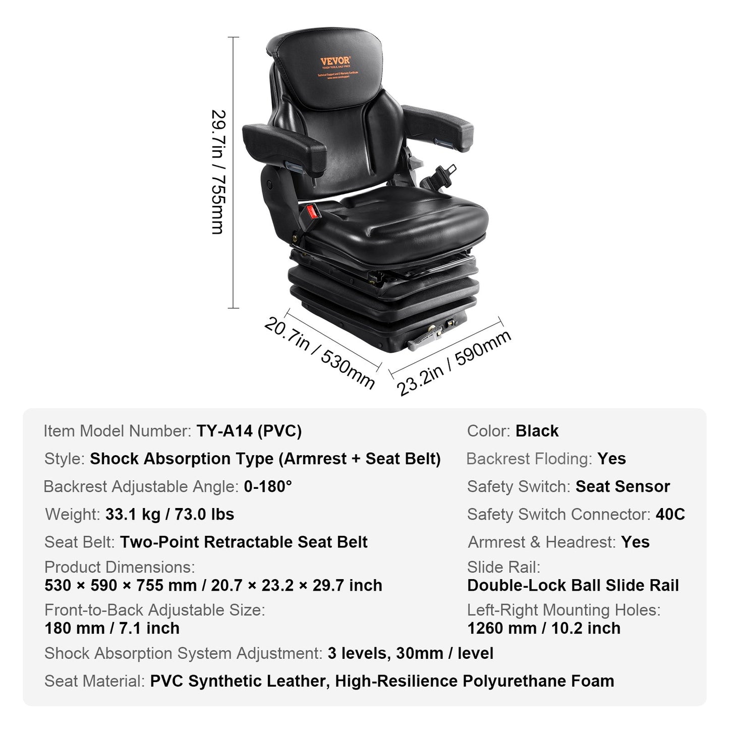 Universal Forklift Seat Adjustable Tractor — view 8