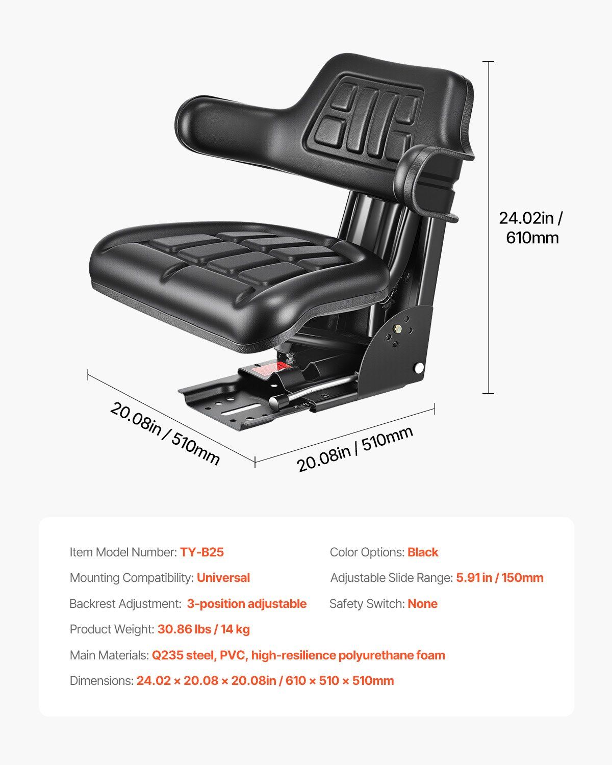 Universal Forklift Seat — view 8