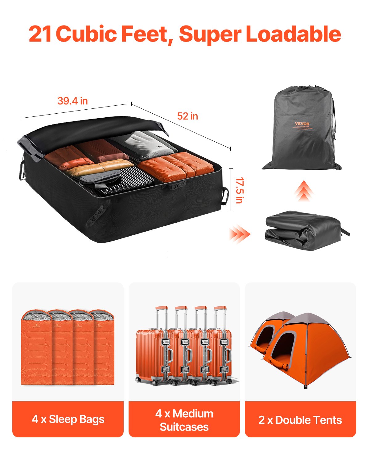 Car rooftop cargo carrier bag 21 cubic feet — view 4