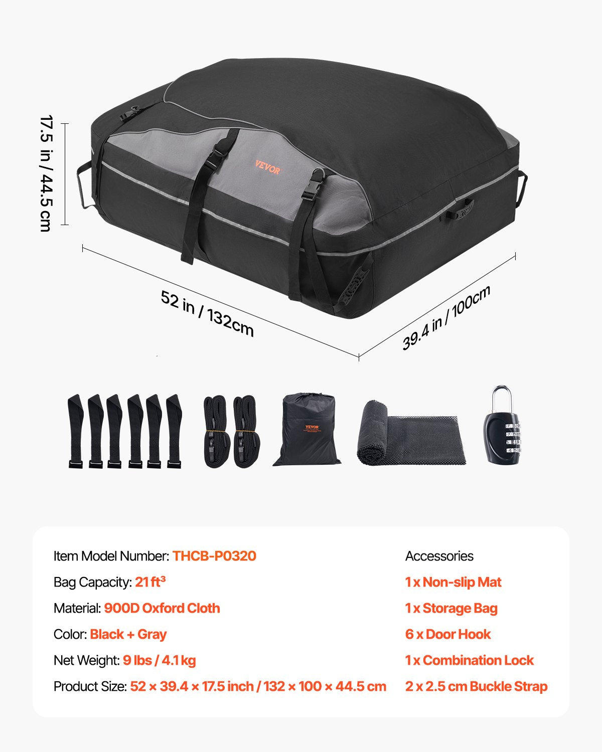 Car rooftop cargo carrier bag 21 cubic feet — view 8