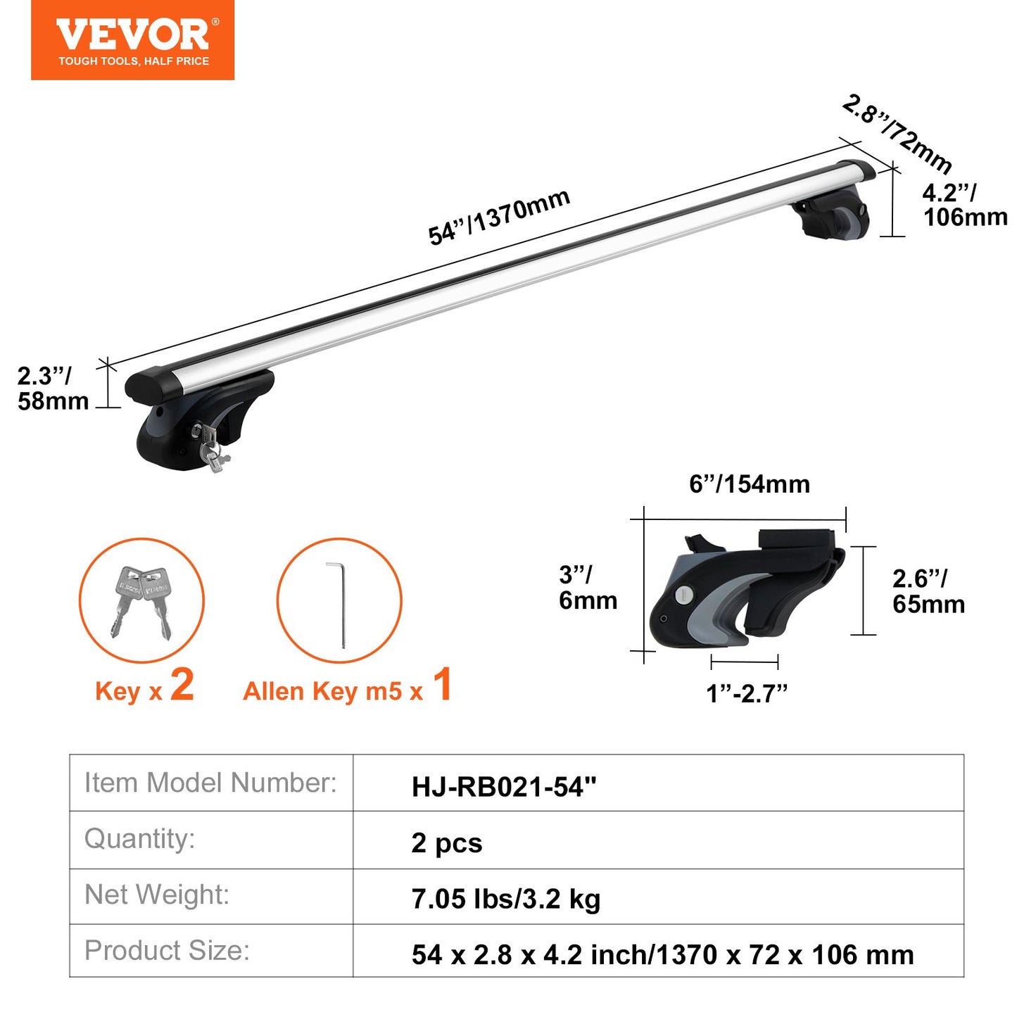 Roof Rack Cross Bars, Aluminum — view 8