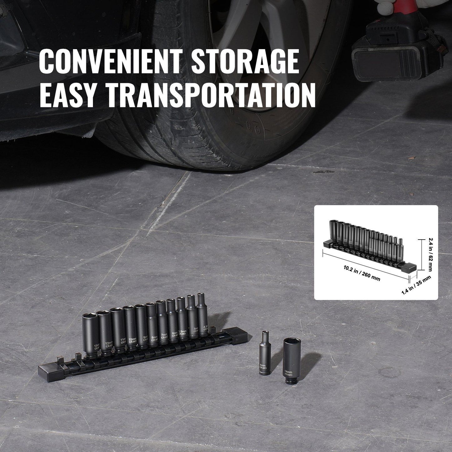 1/4 inch drive impact socket set, 14 piece — view 7