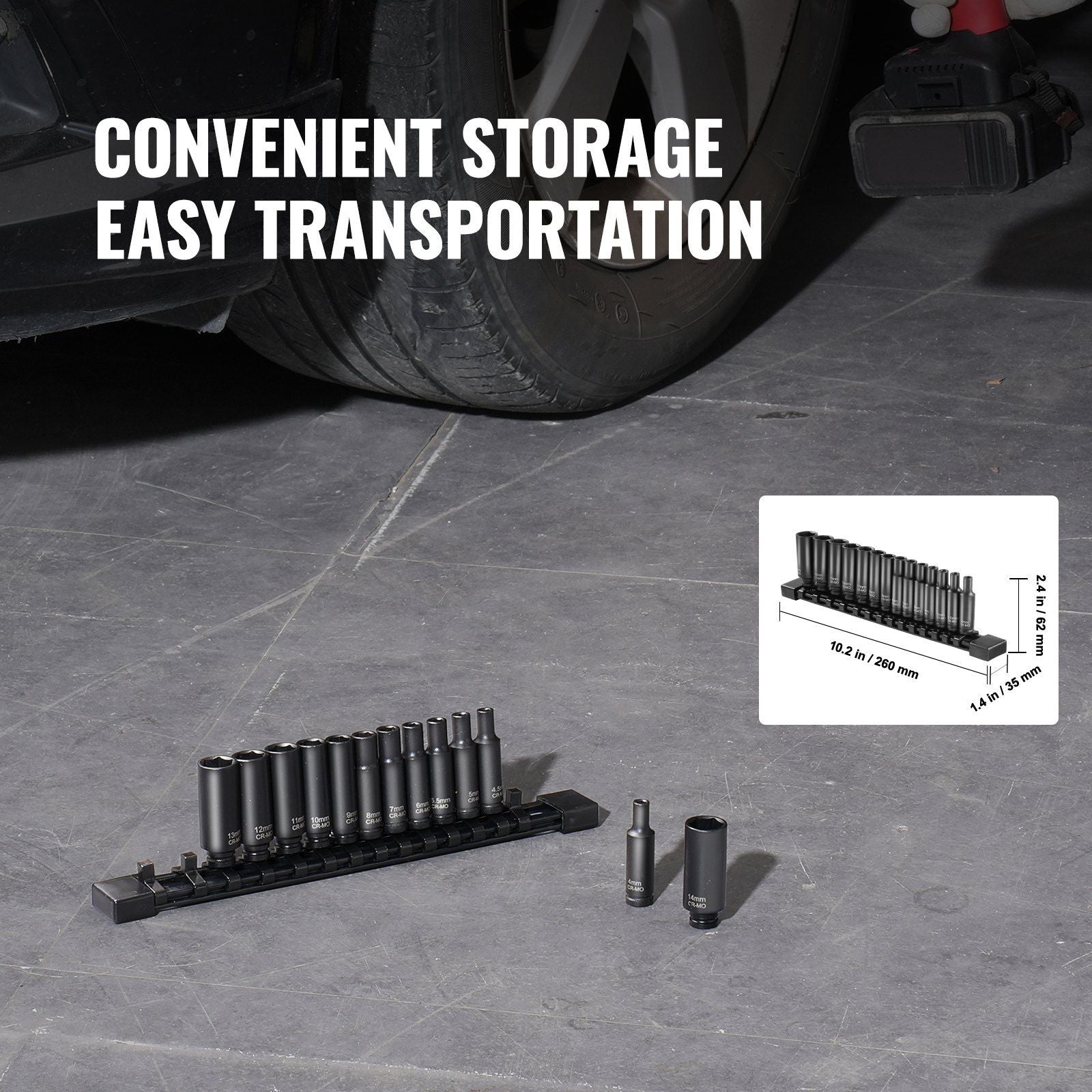 1/4 inch drive impact socket set, 14 piece — view 7