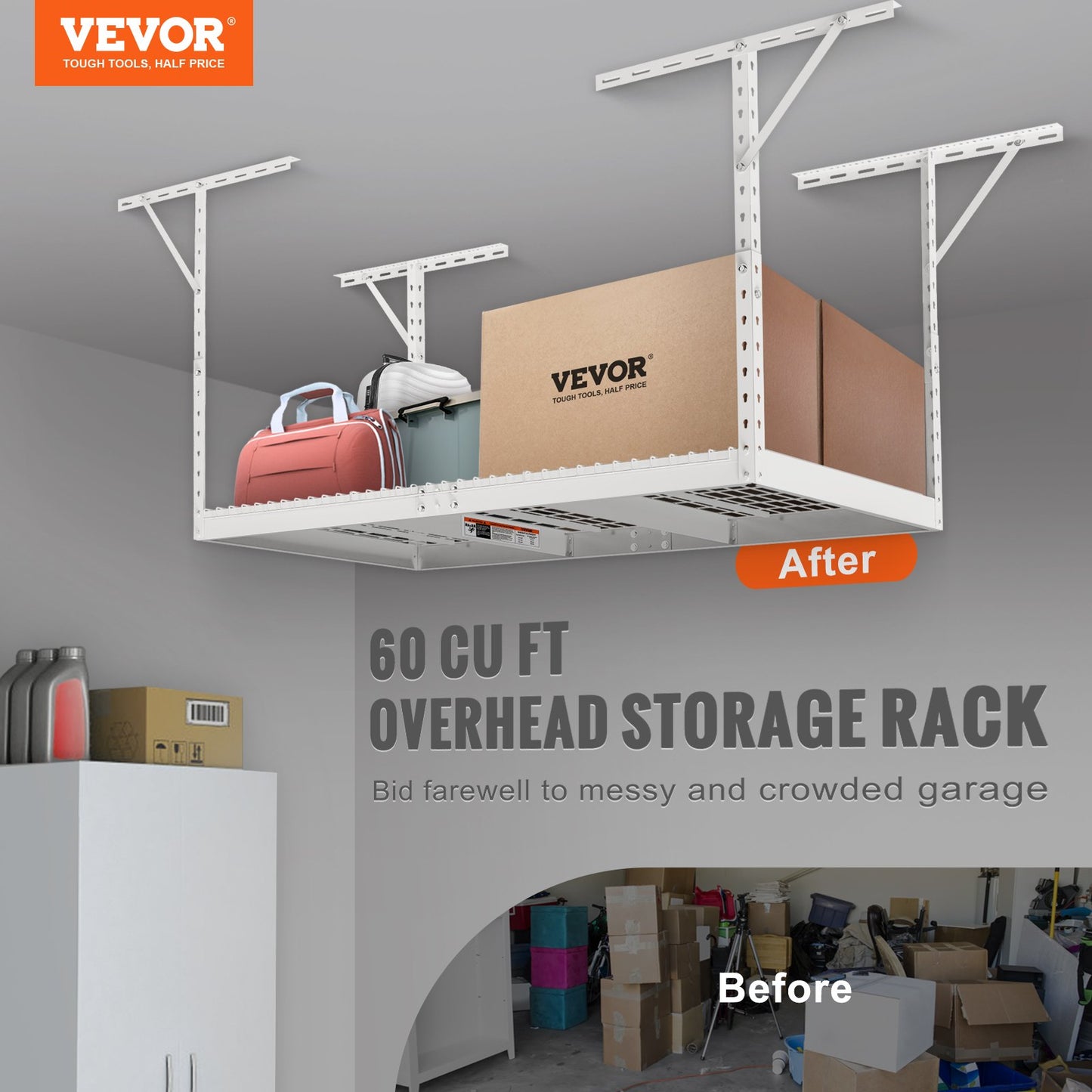 Overhead Adjustable Garage Storage Rack — view 3