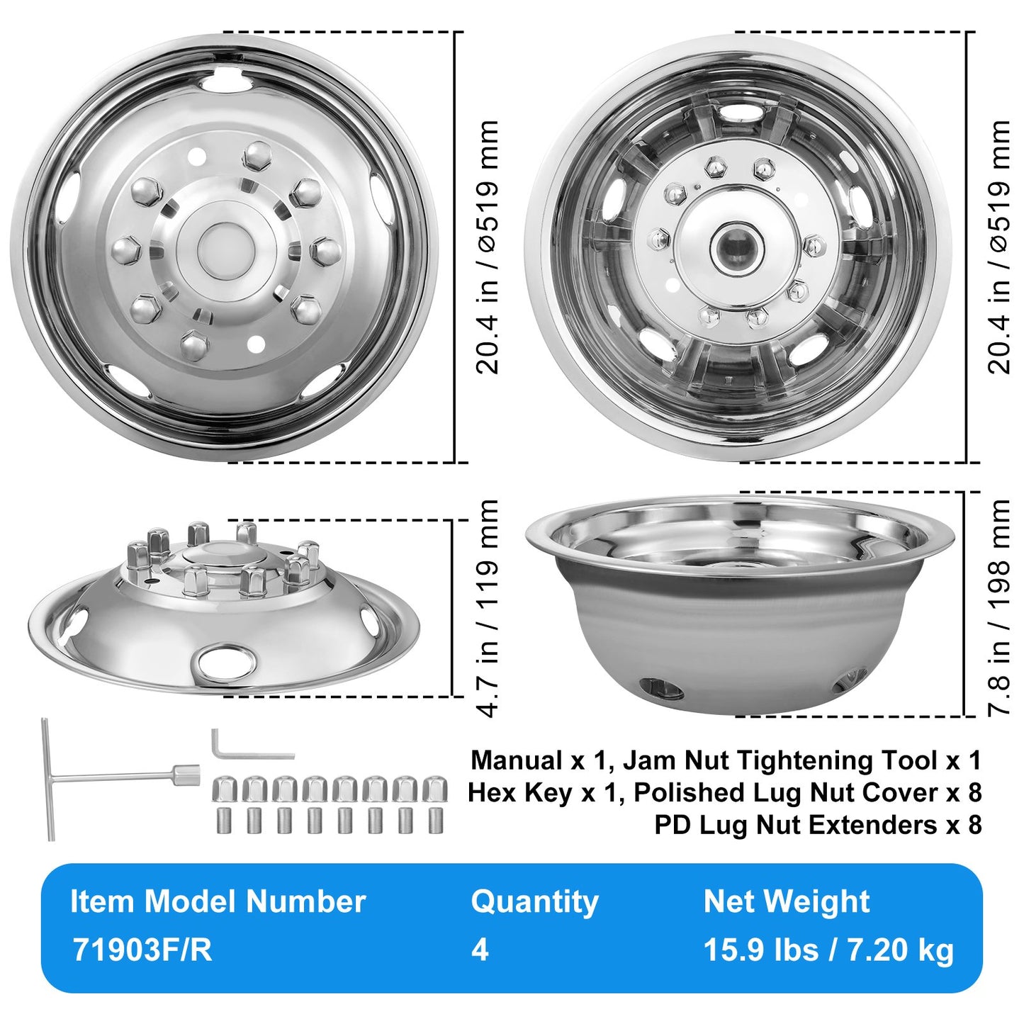 50cm 8 Lug Wheel Simulators — view 8