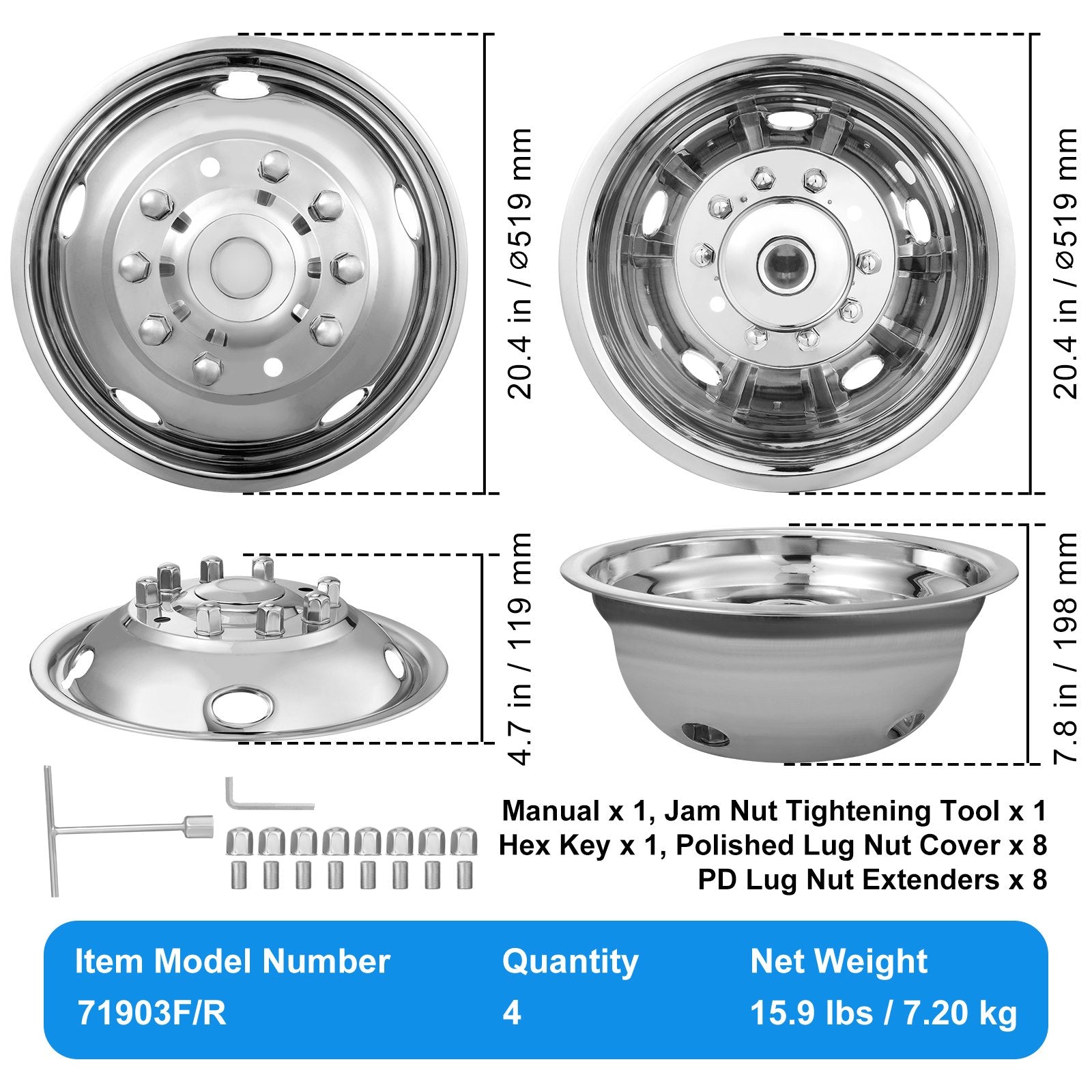 50cm 8 Lug Wheel Simulators — view 8