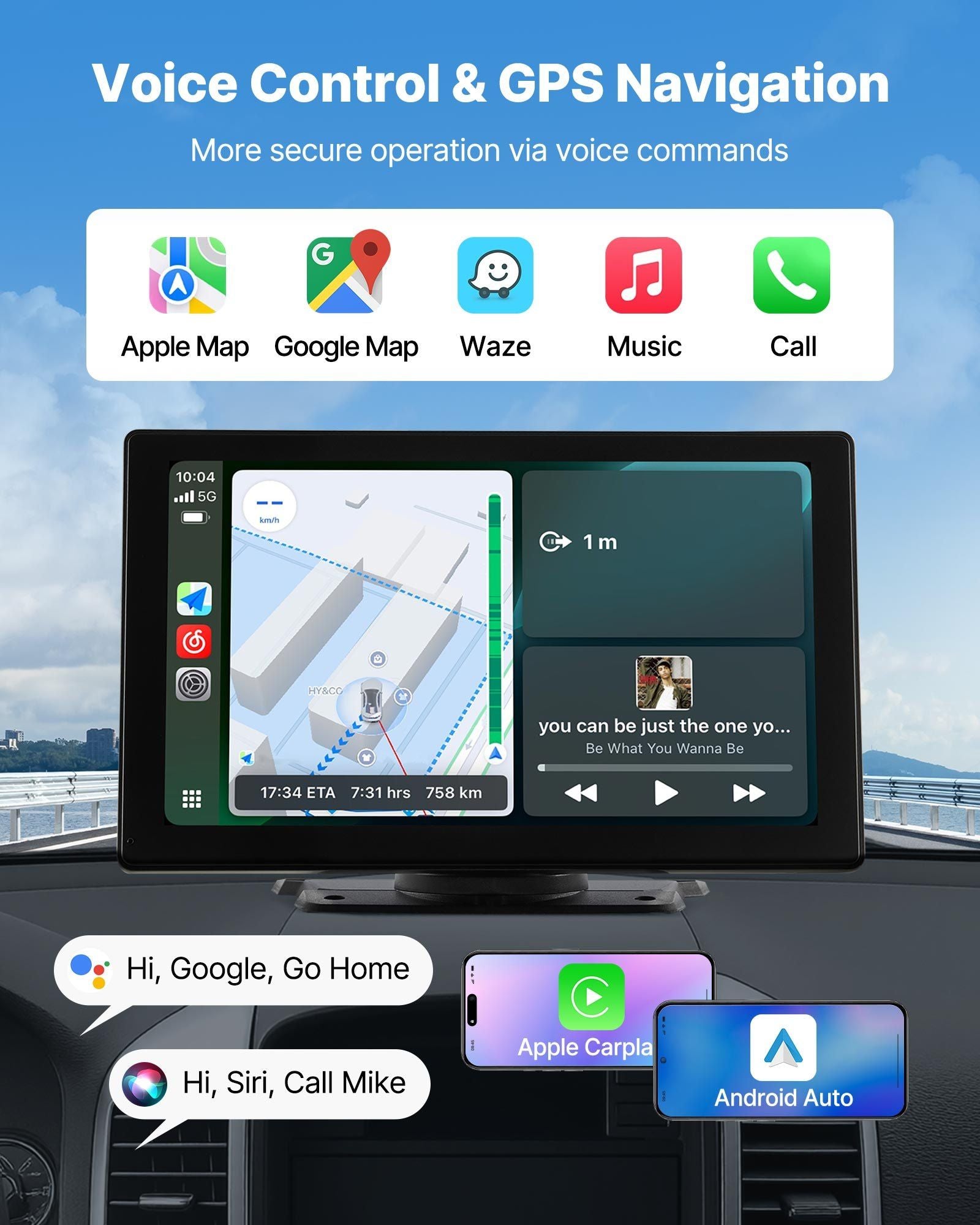 Wireless car stereo 228.6 mm HD touch screen — view 4