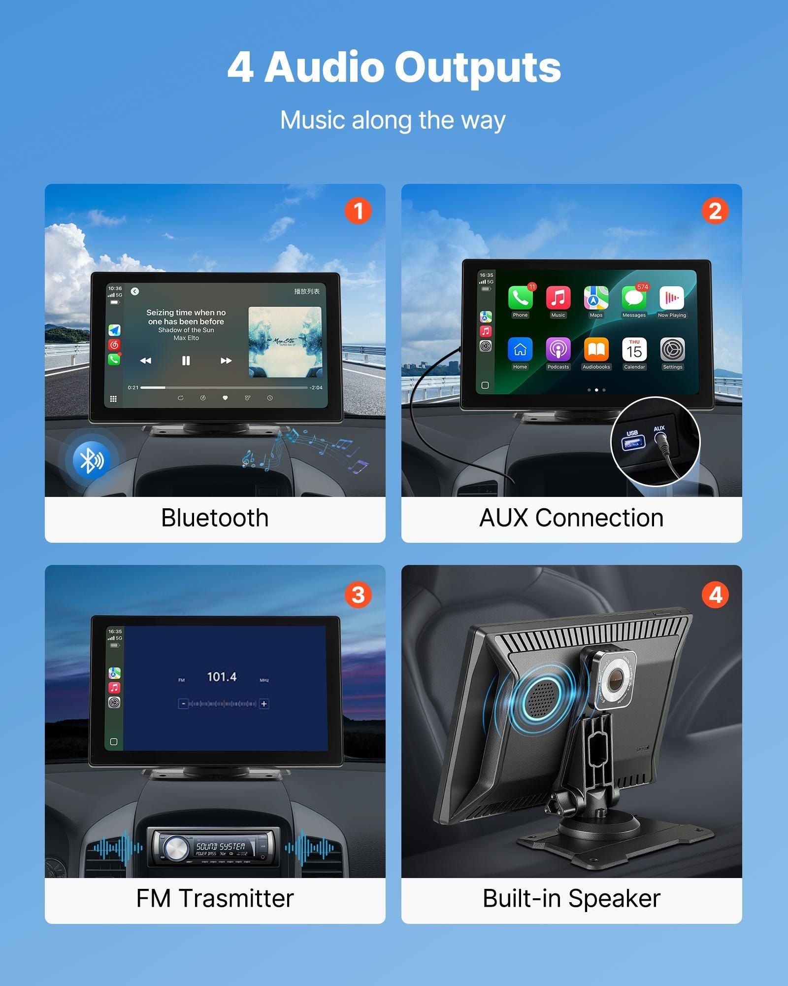 Wireless car stereo 228.6 mm HD touch screen — view 6
