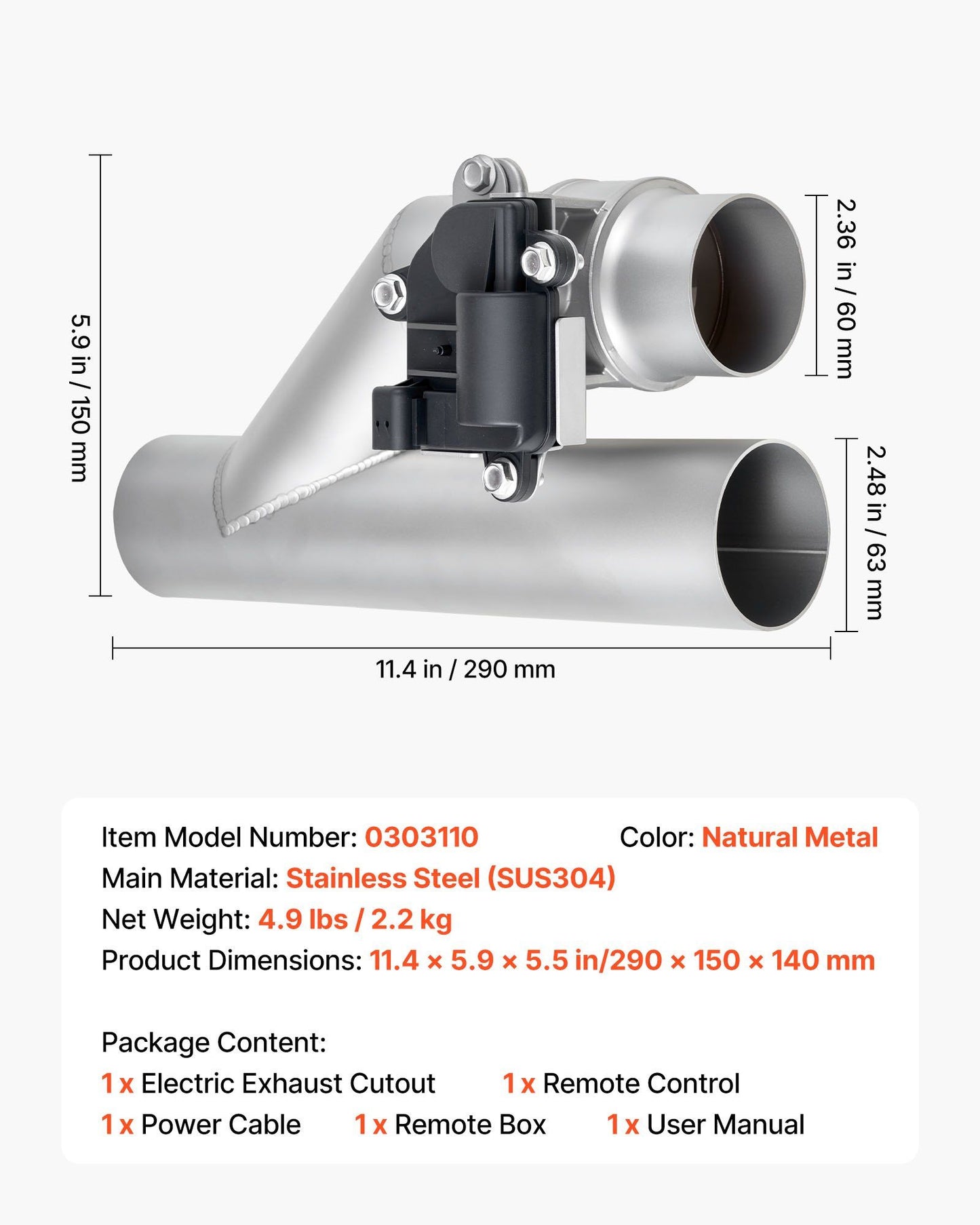 Electric exhaust cutout 63.5 mm valve kit — view 8