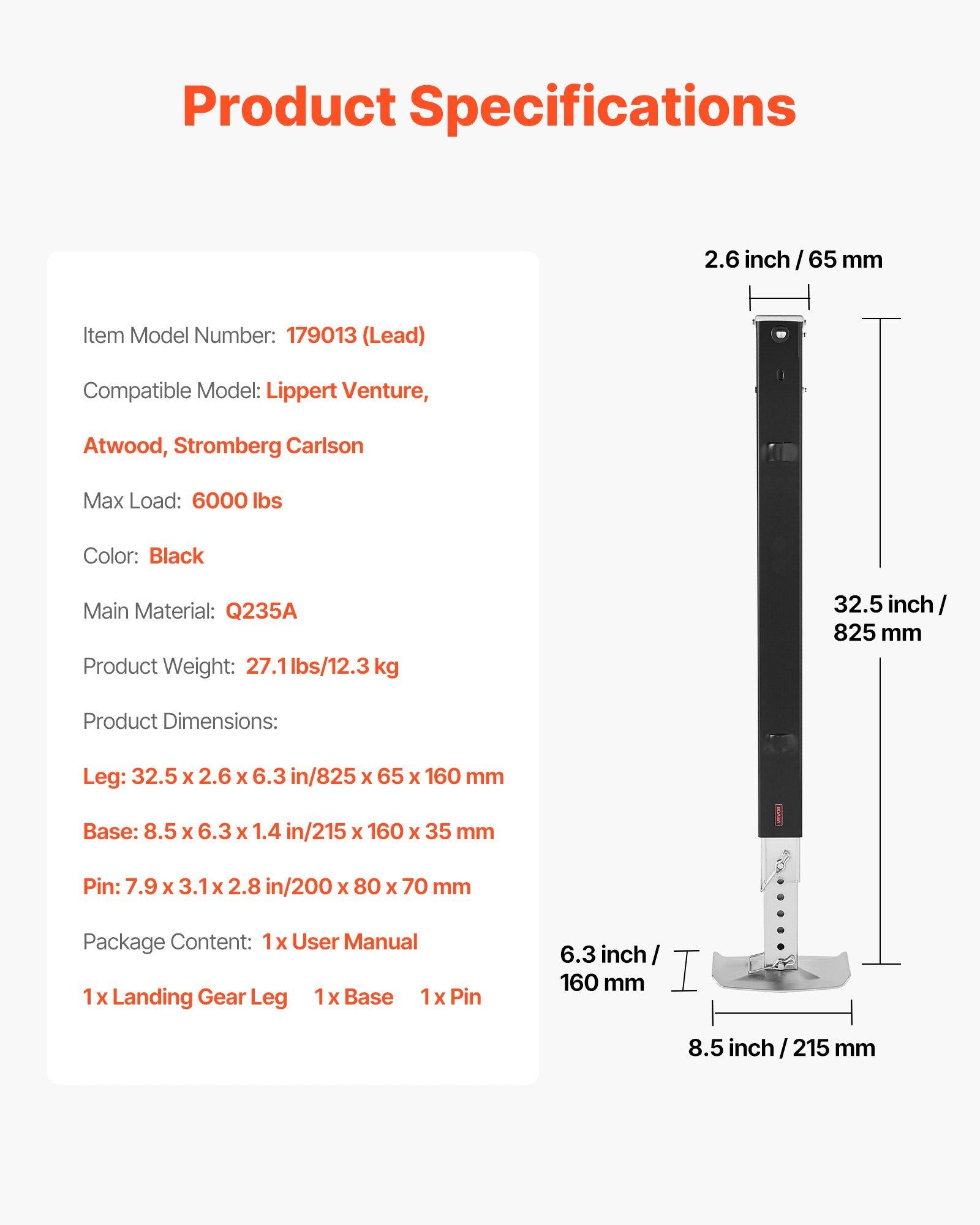 RV Lead Fifth Wheel Landing Gear Leg — view 8