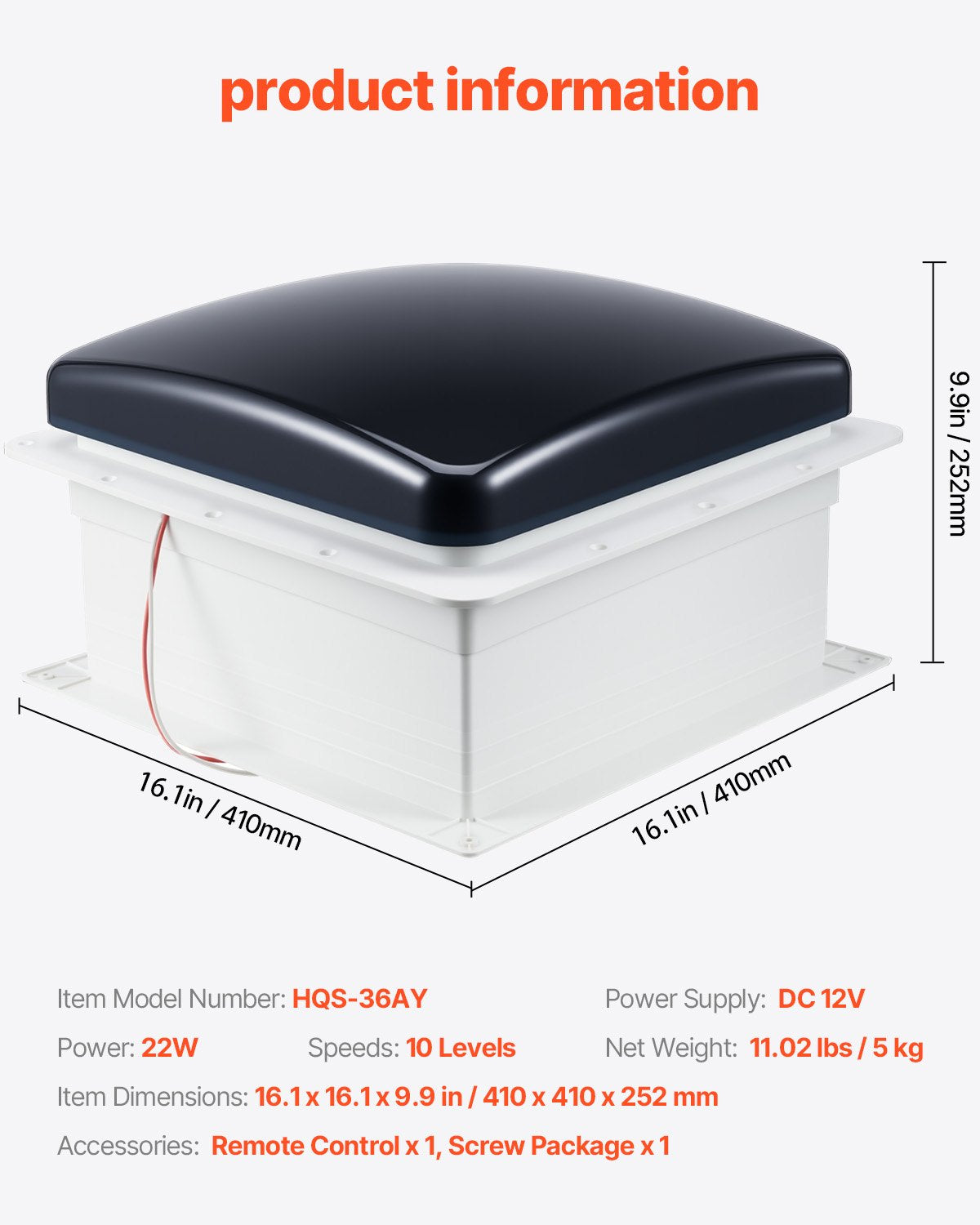 RV Vent Roof Fan 355.6 — view 8