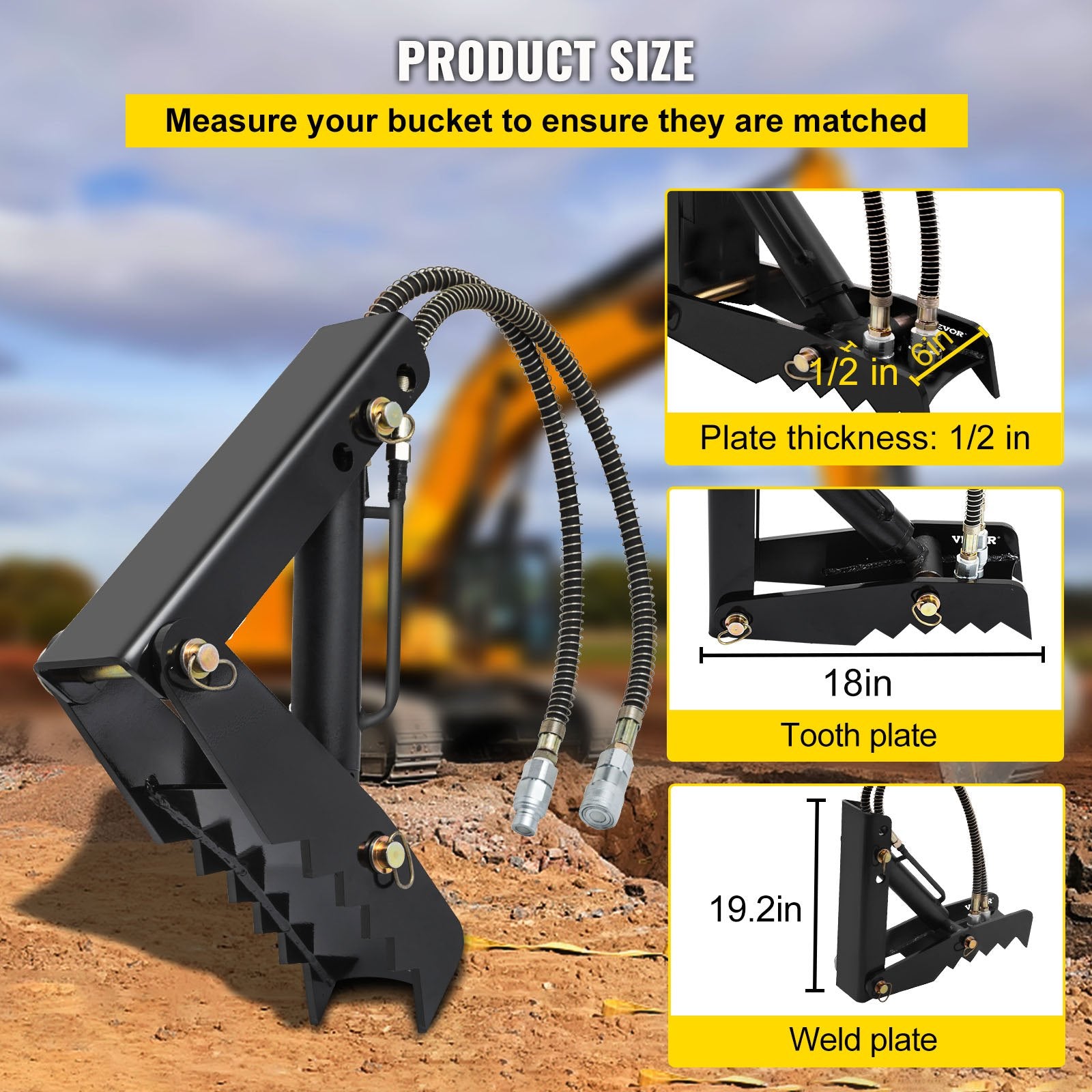 Hydraulic Backhoe Thumb, 45.7cm 1.27cm — view 4