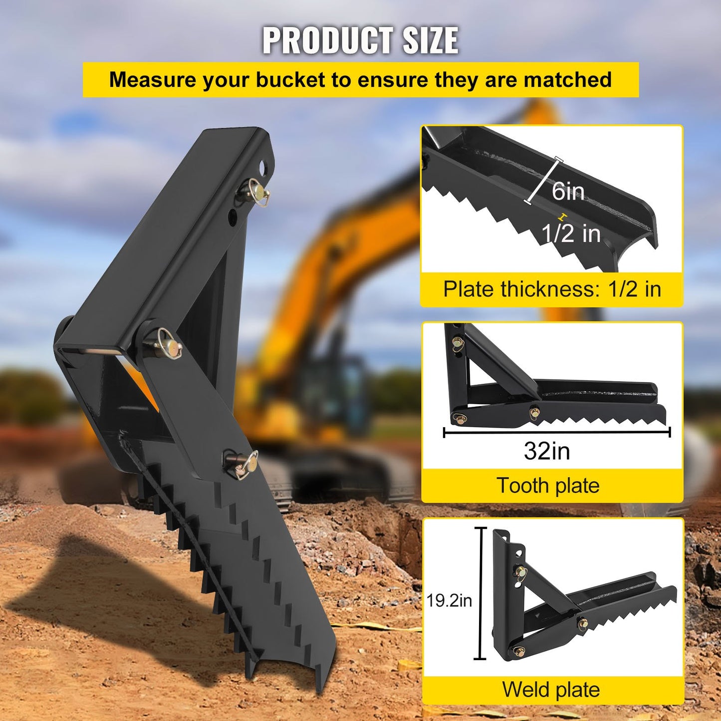 32 inch Backhoe Excavator Thumb — view 4