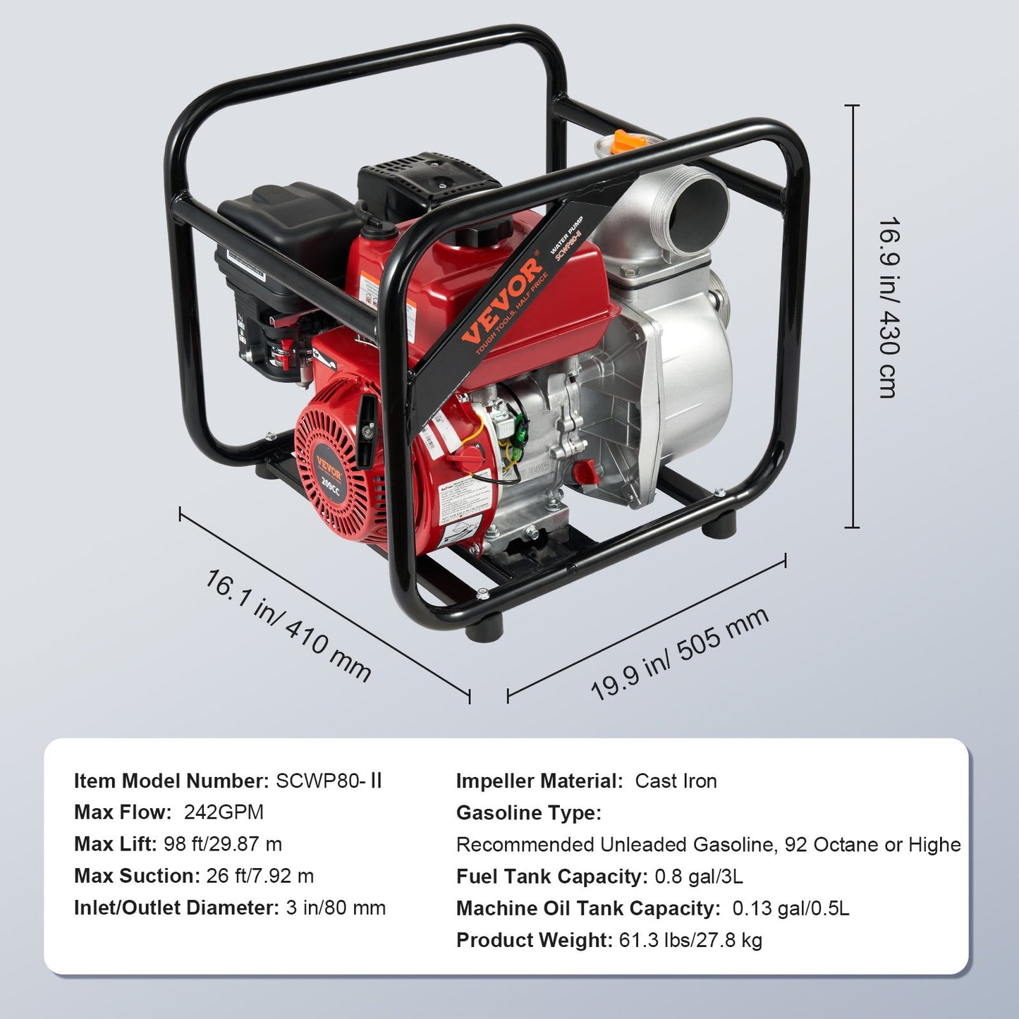 Gasoline Engine Water Pump Gas Powered — view 8