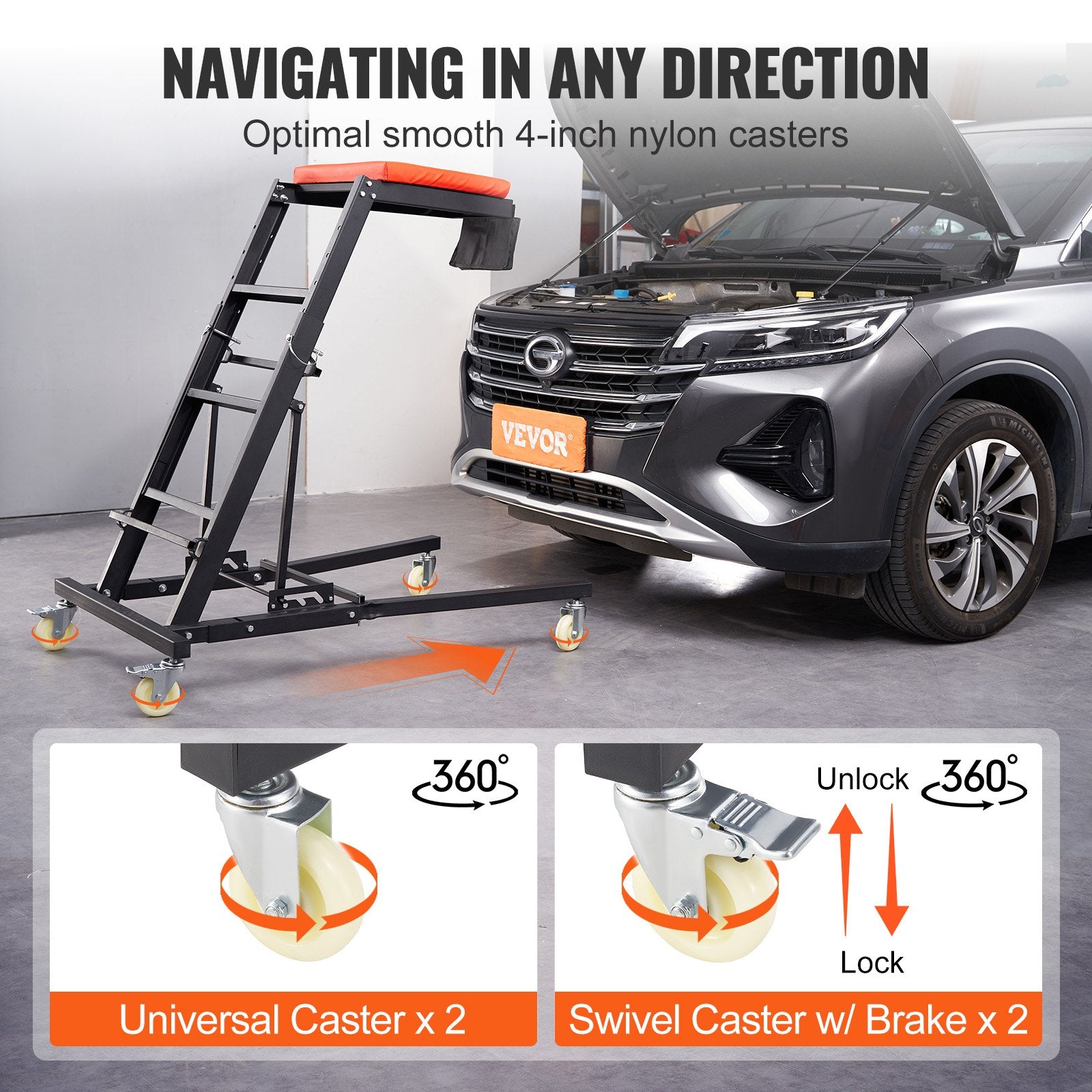 Automotive Topside Creeper, with Adjustable — view 6