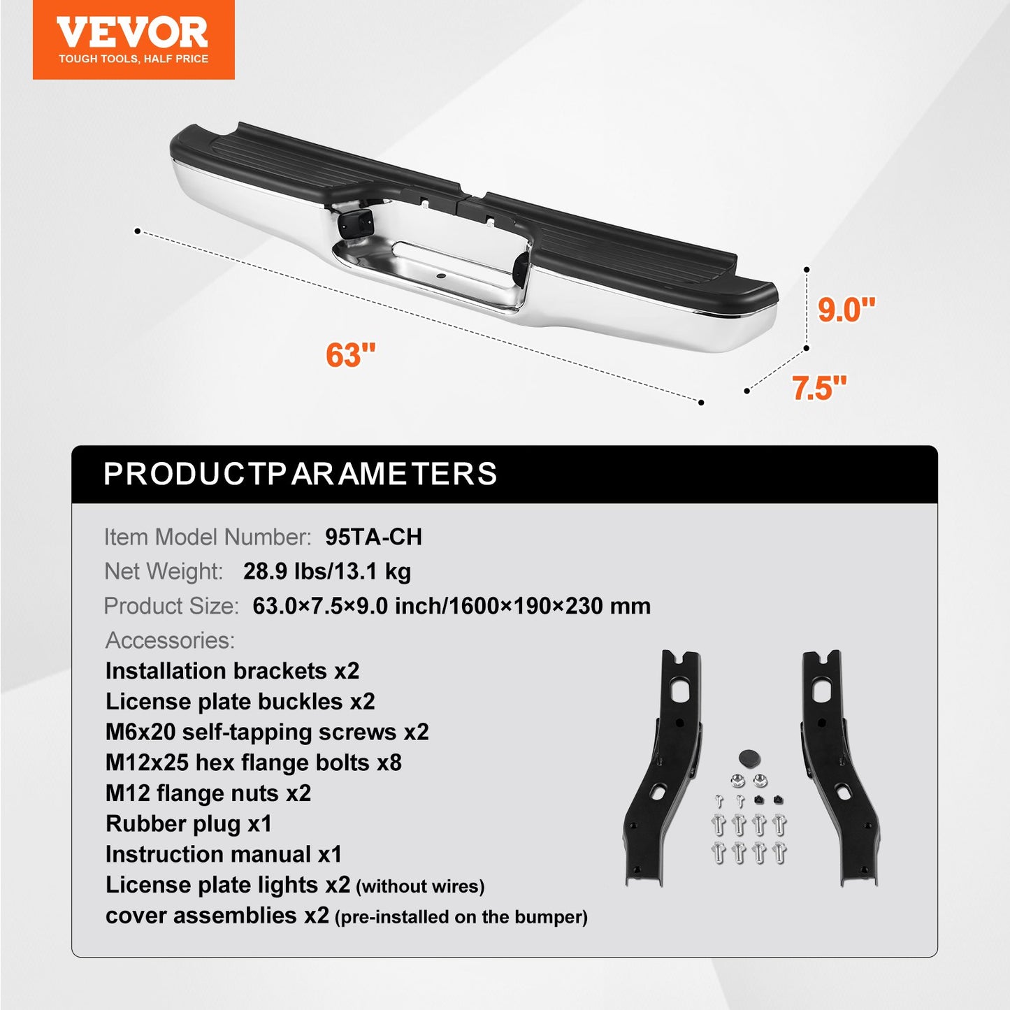Rear Step Bumper Chrome Steel — view 8