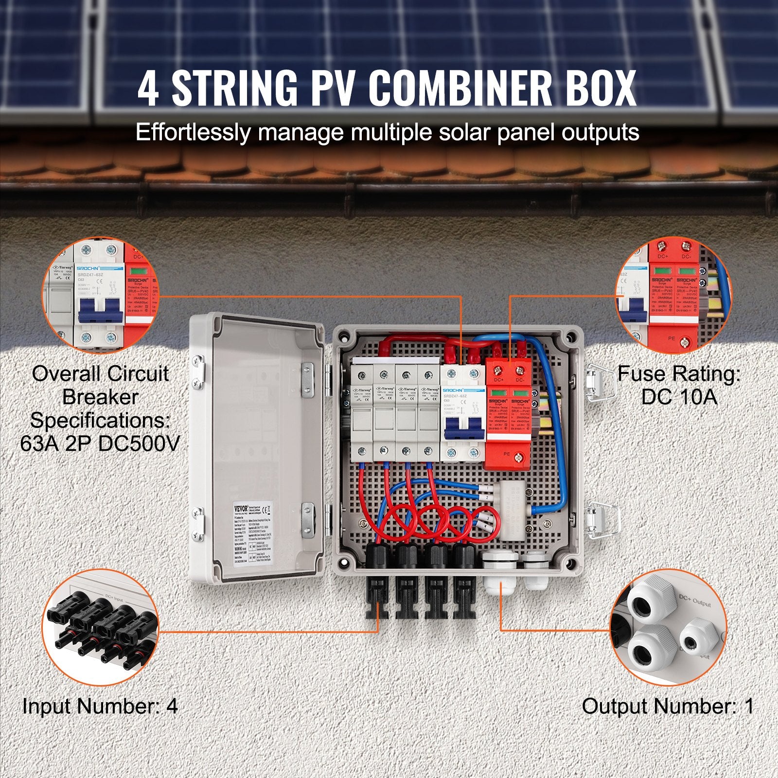 Solar PV Combiner Box 4 String — view 4