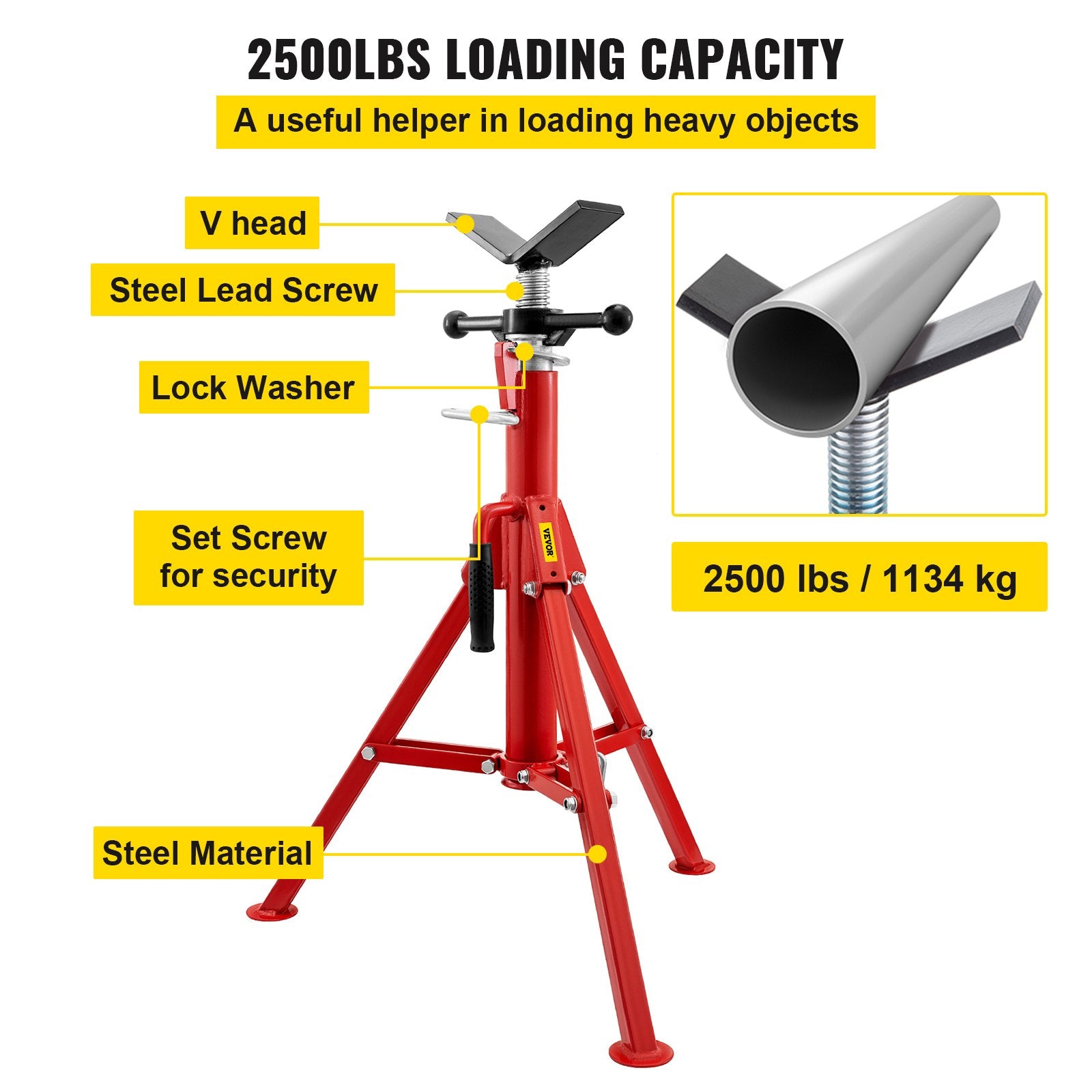 Pipe Jack Stand V-Head Foldable — view 4