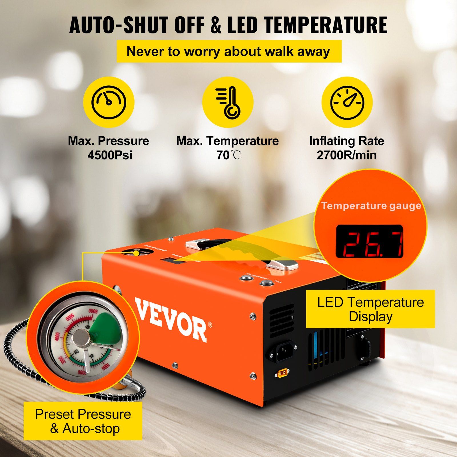 PCP Air Compressor Pump 12V 4500PSI Auto — view 4