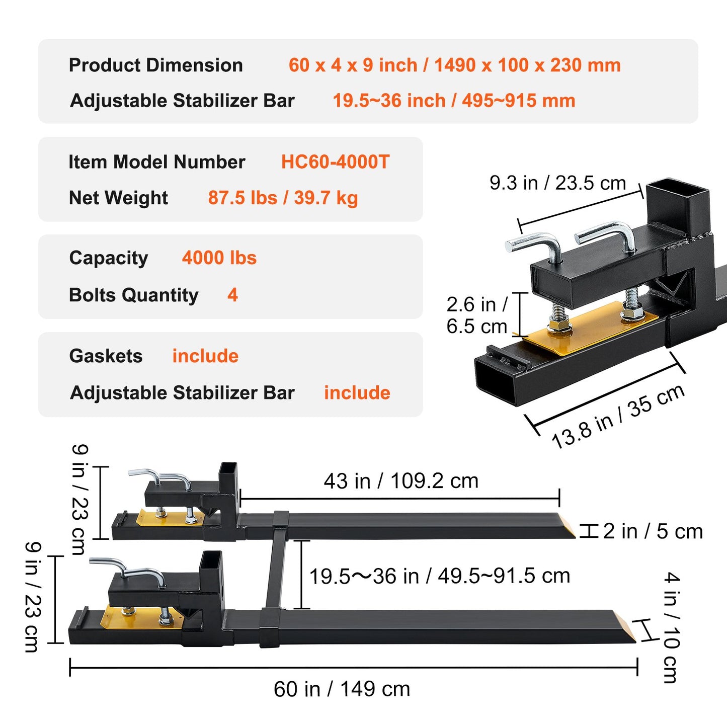 Pallet Forks, 907 kg Clamp — view 8