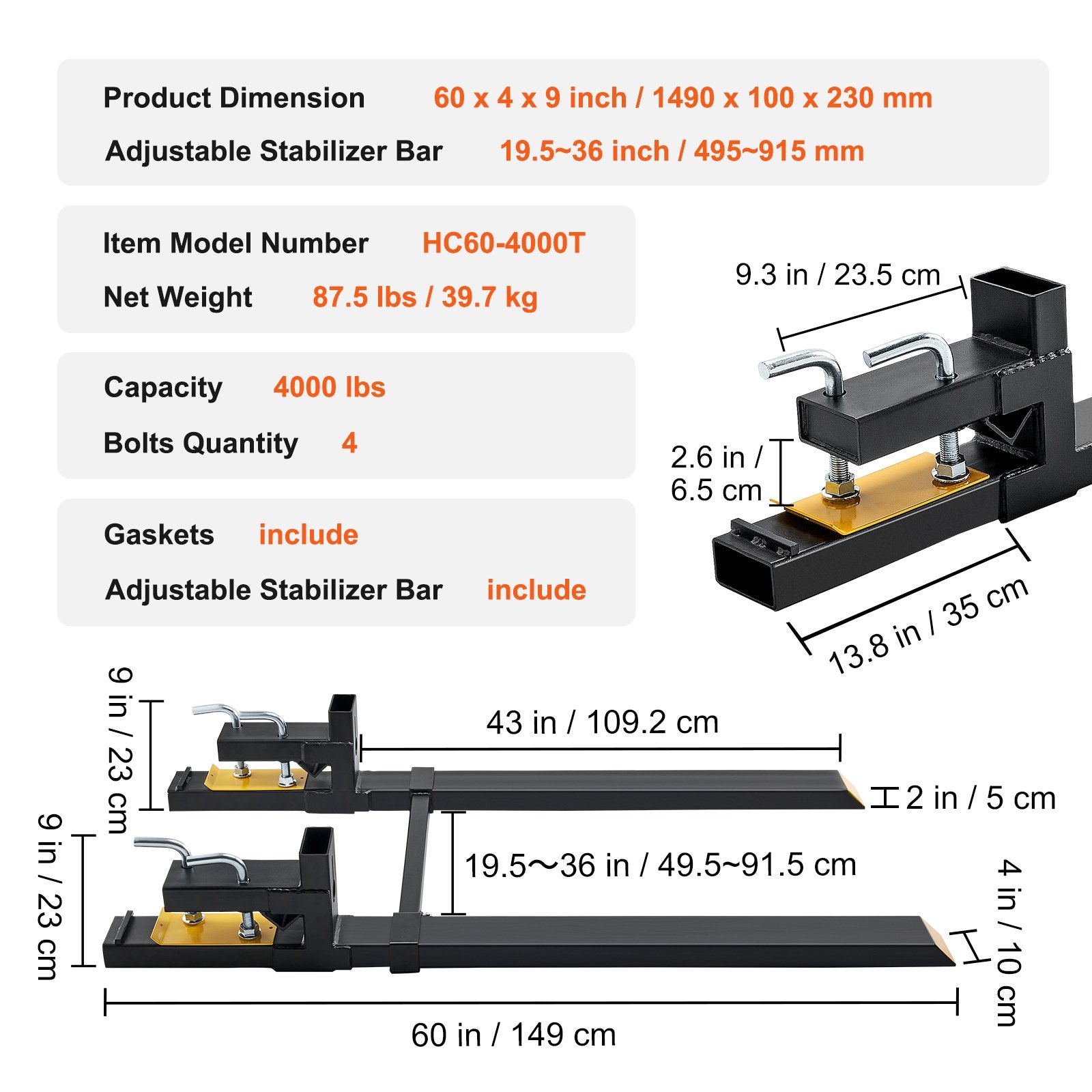 Pallet Forks, 907 kg Clamp — view 8