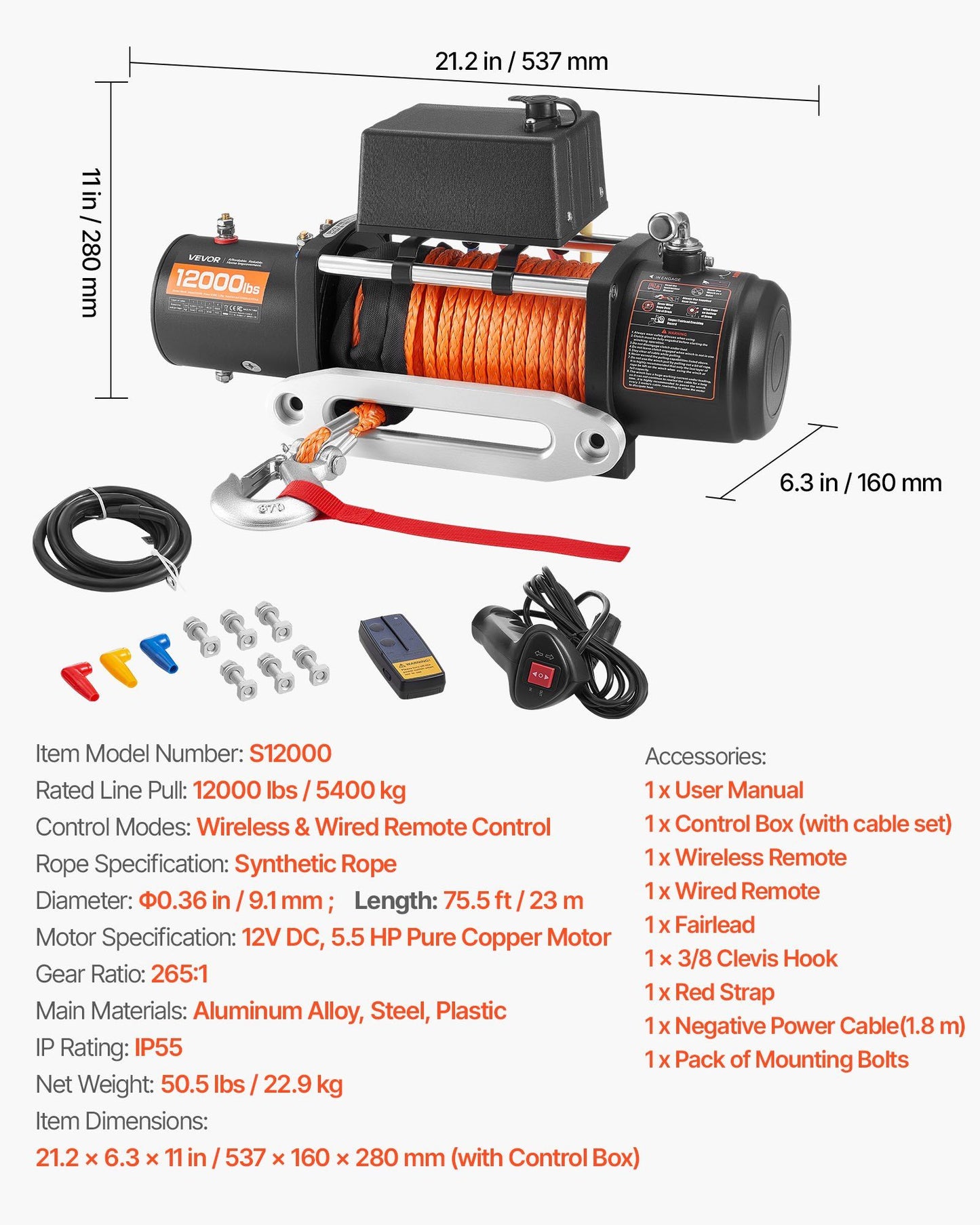 Electric Winch 5400 kg Load Capacity — view 8