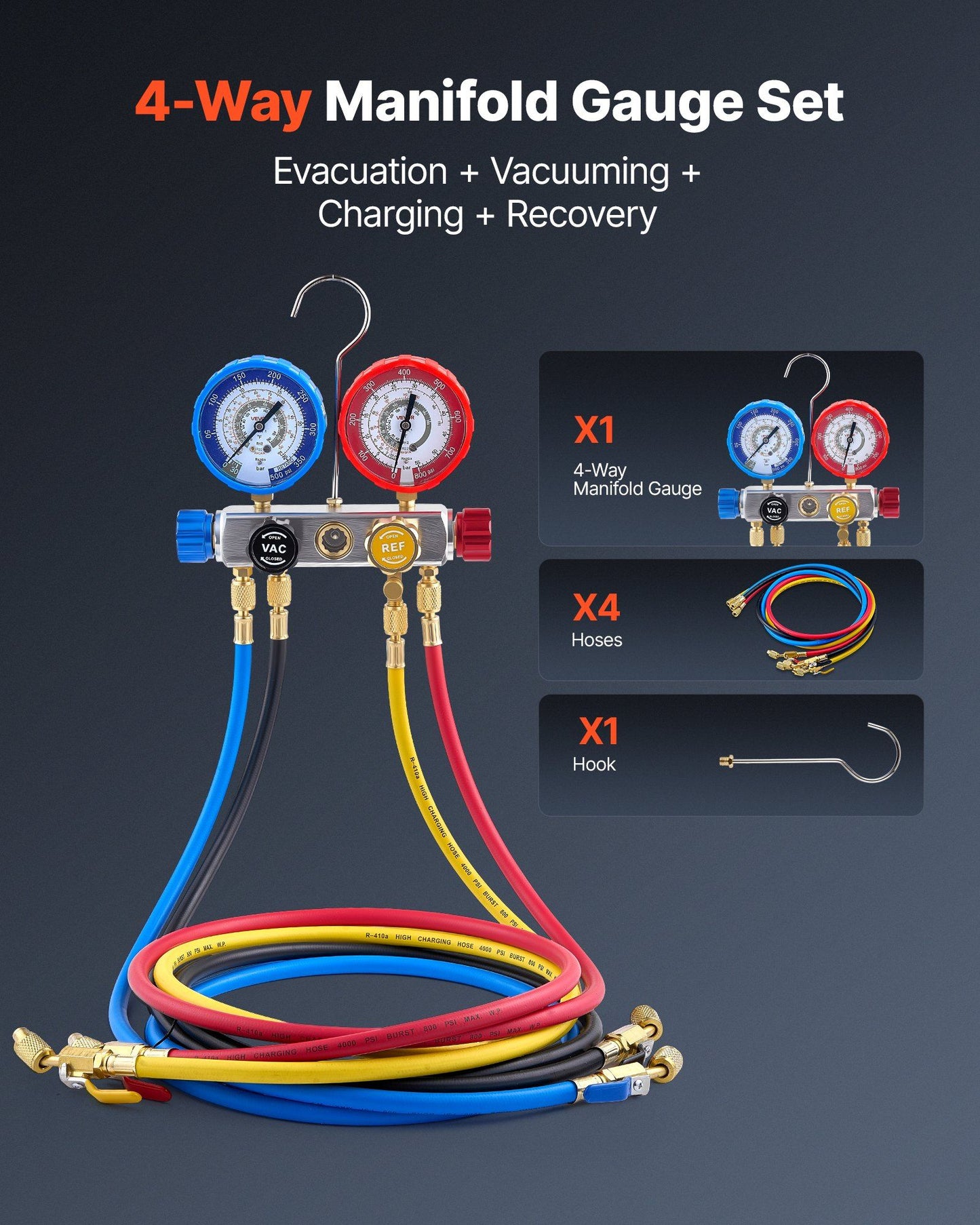 AC manifold gauge set for R22 R404A R410A — view 3