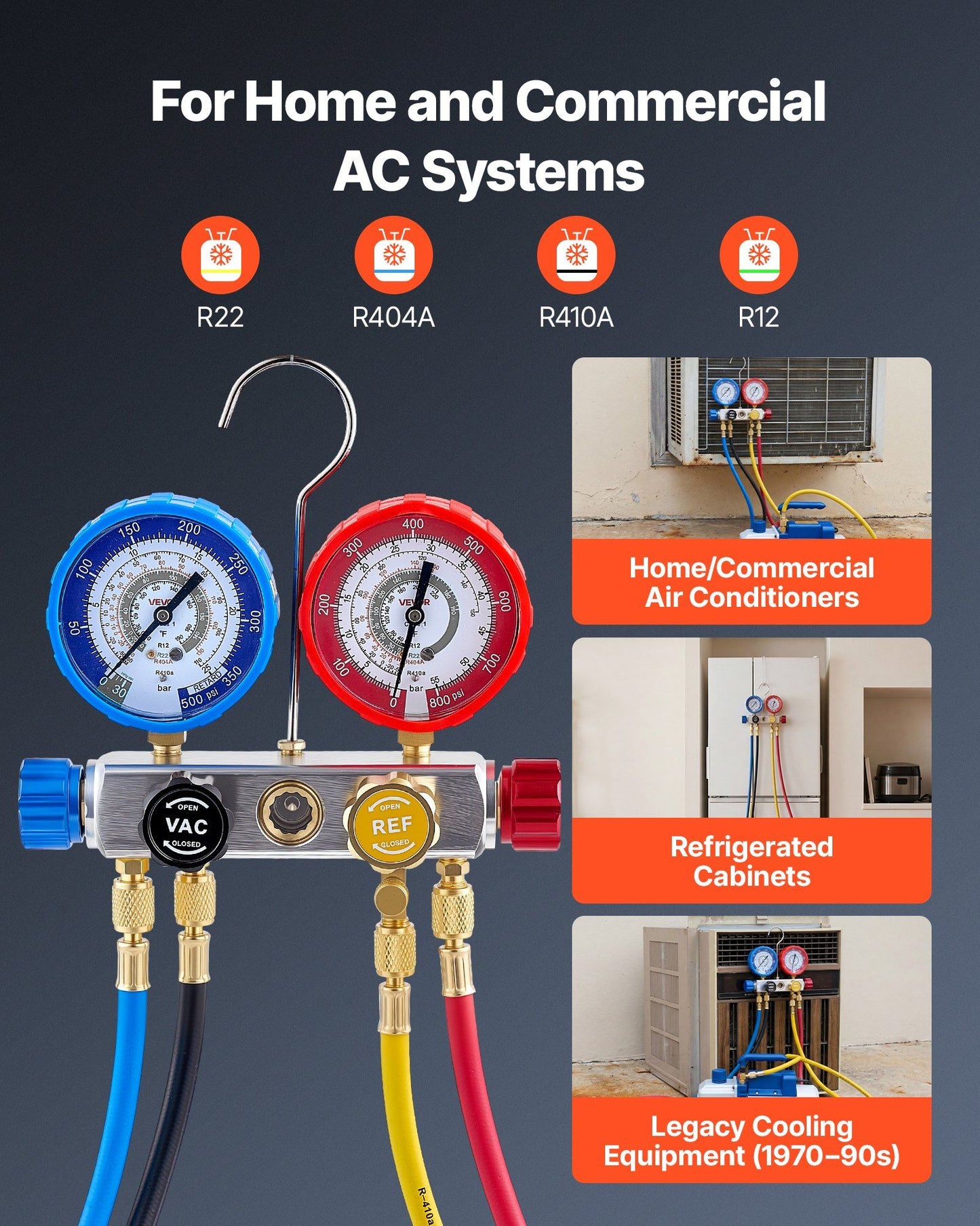 AC manifold gauge set for R22 R404A R410A — view 4