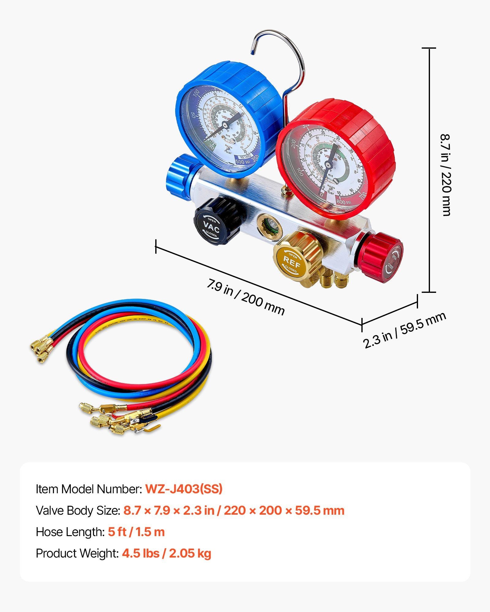 AC manifold gauge set for R22 R404A R410A — view 8