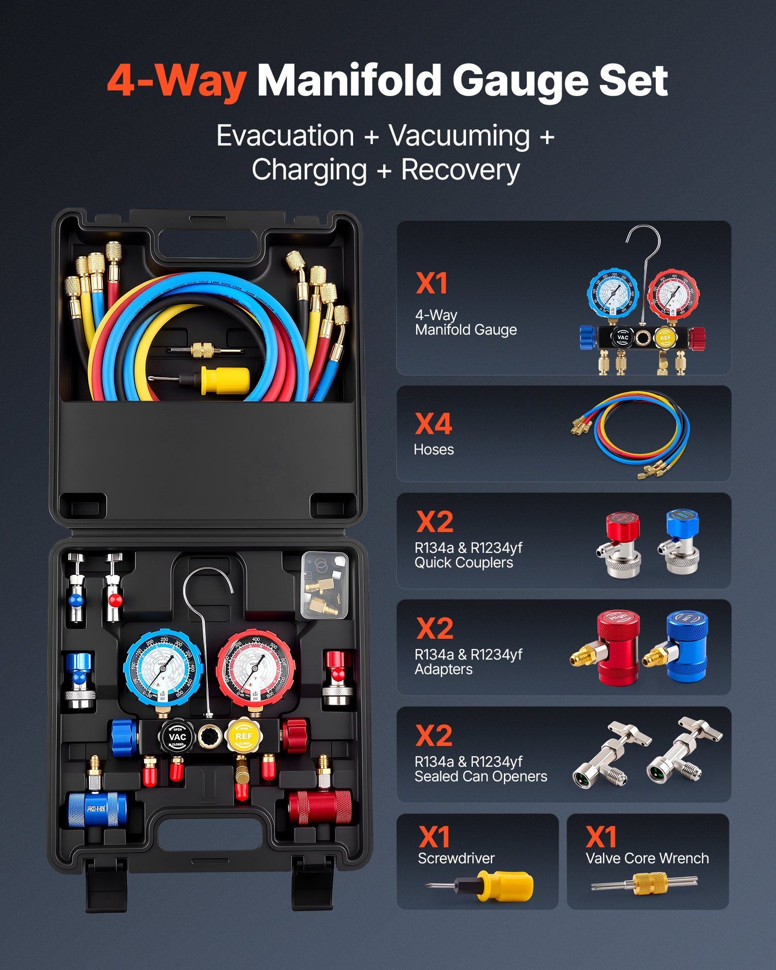 AC manifold gauge set, 4 way — view 3