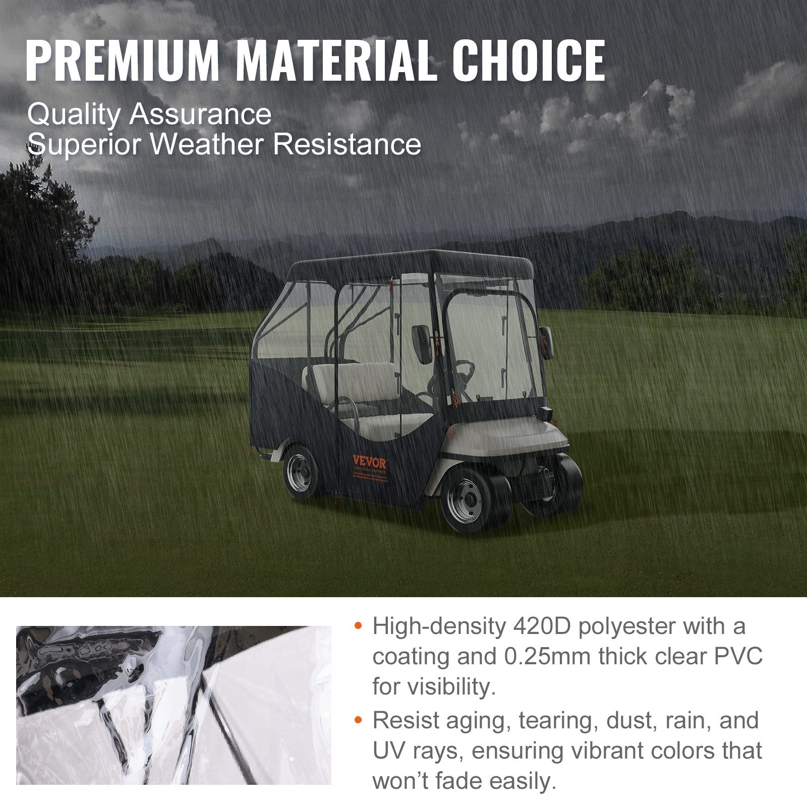 Golf Cart Enclosure, 420D Polyester — view 4