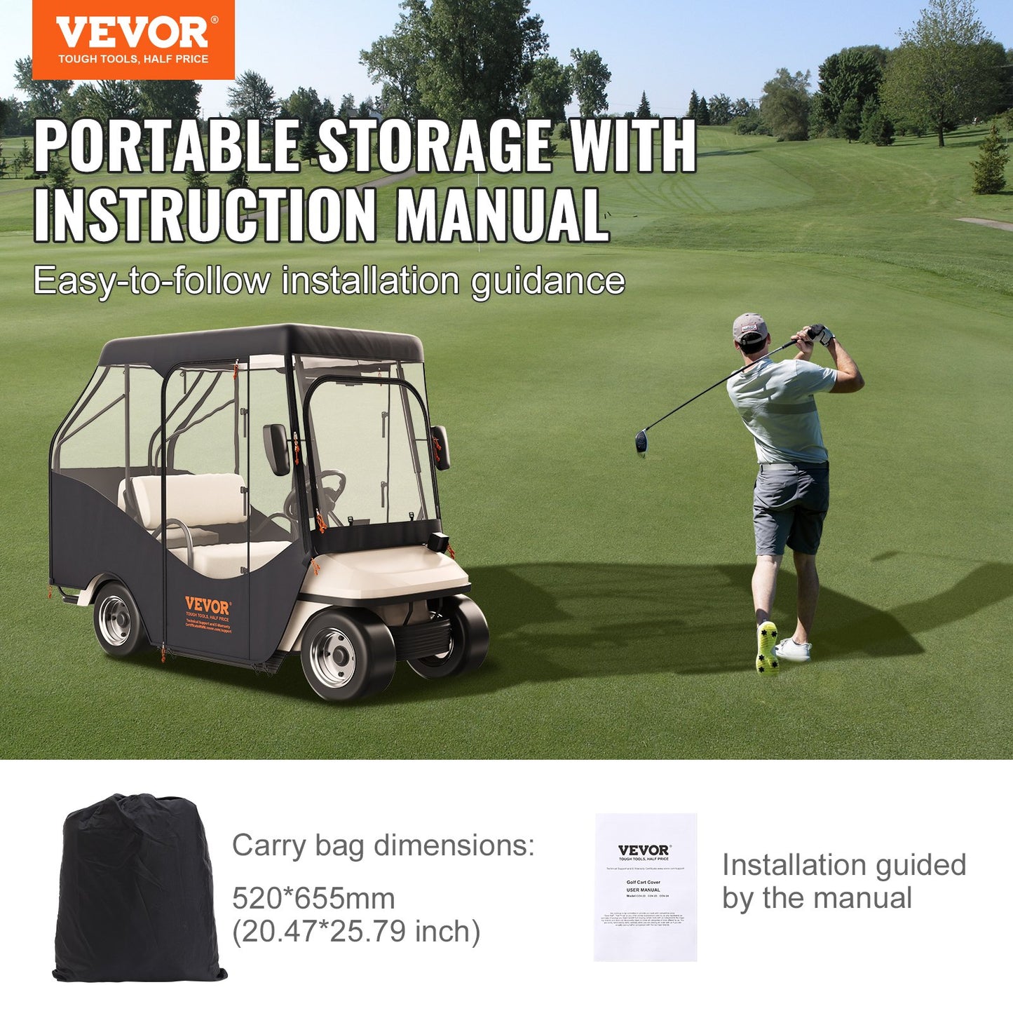 Golf Cart Enclosure, 420D Polyester — view 8