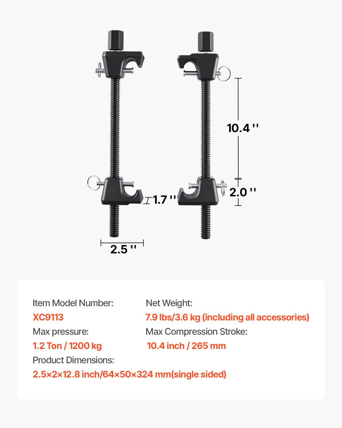 Heavy duty strut spring compressor 2 pack — view 8
