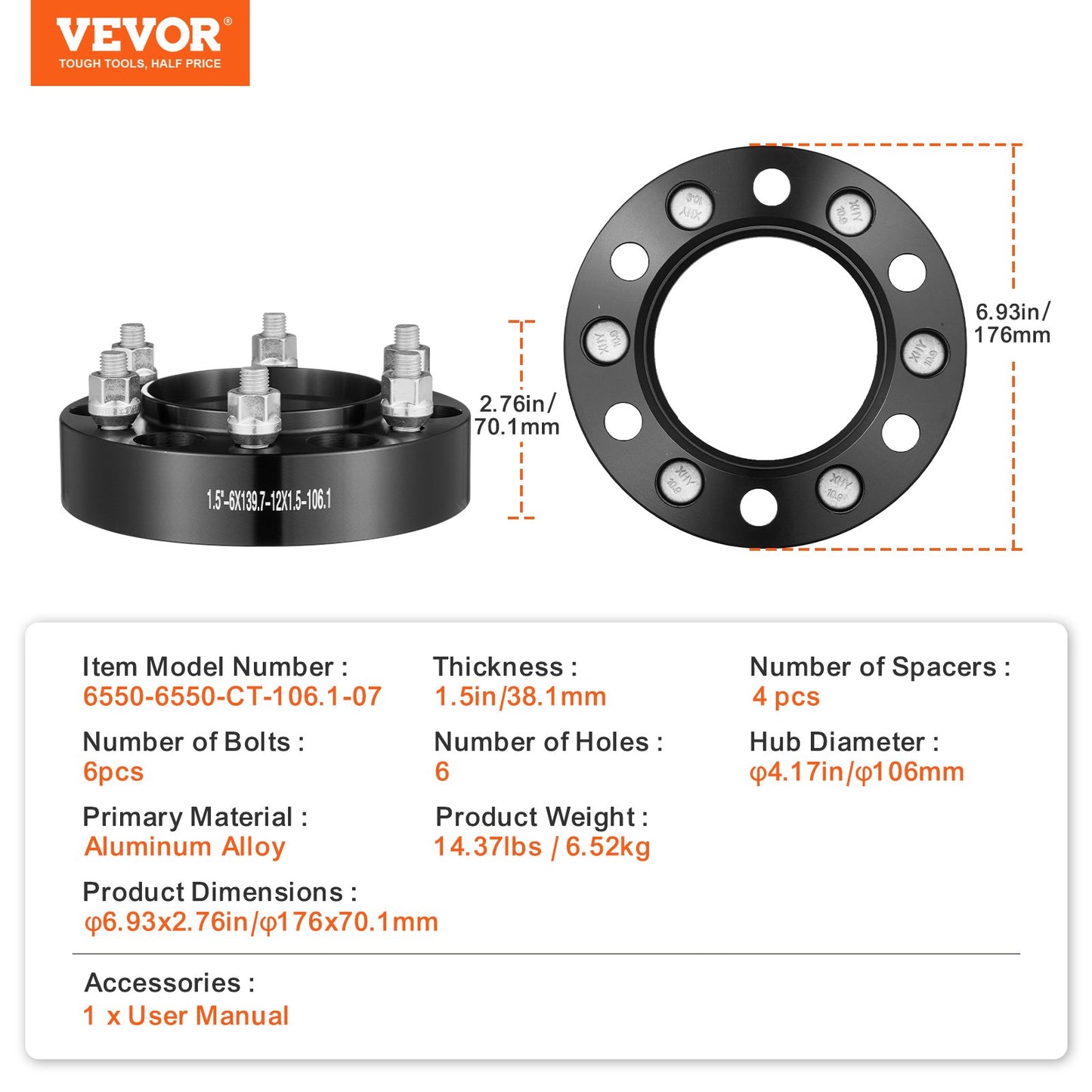 1.5 6x5.5 Wheel Spacers Wheel — view 8