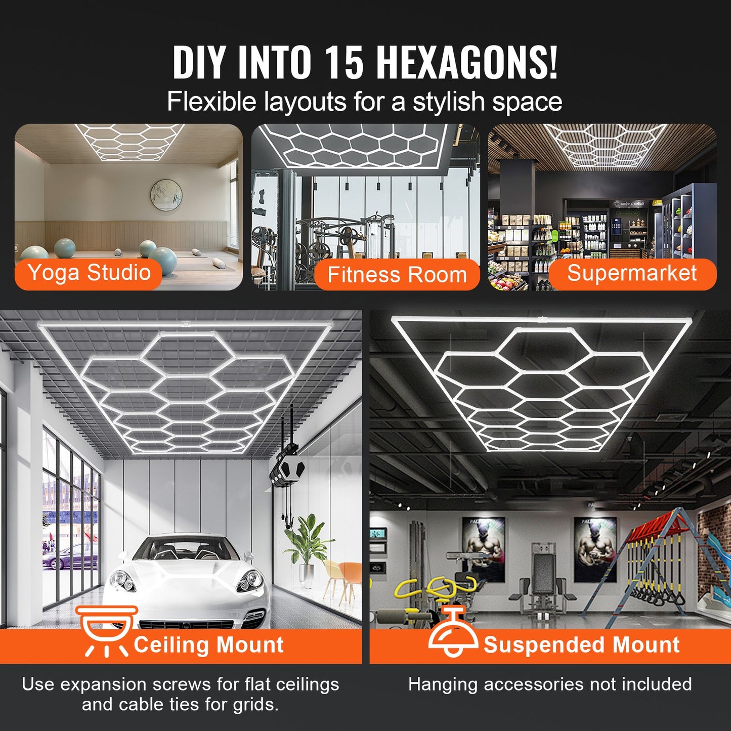 Hexagon Garage Lights 66300LM 15 — view 4