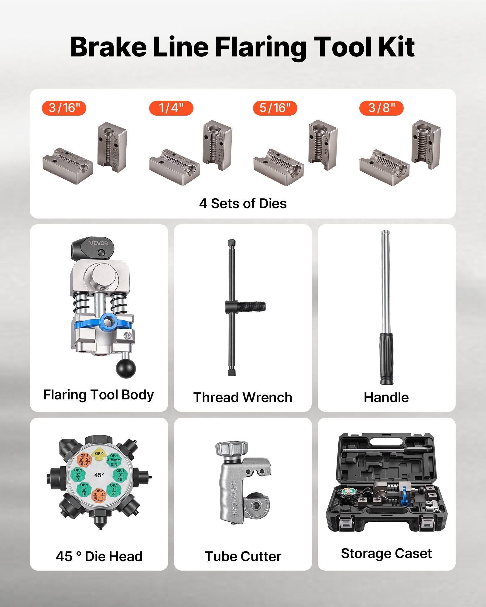 Professional brake line flaring tool kit — view 7