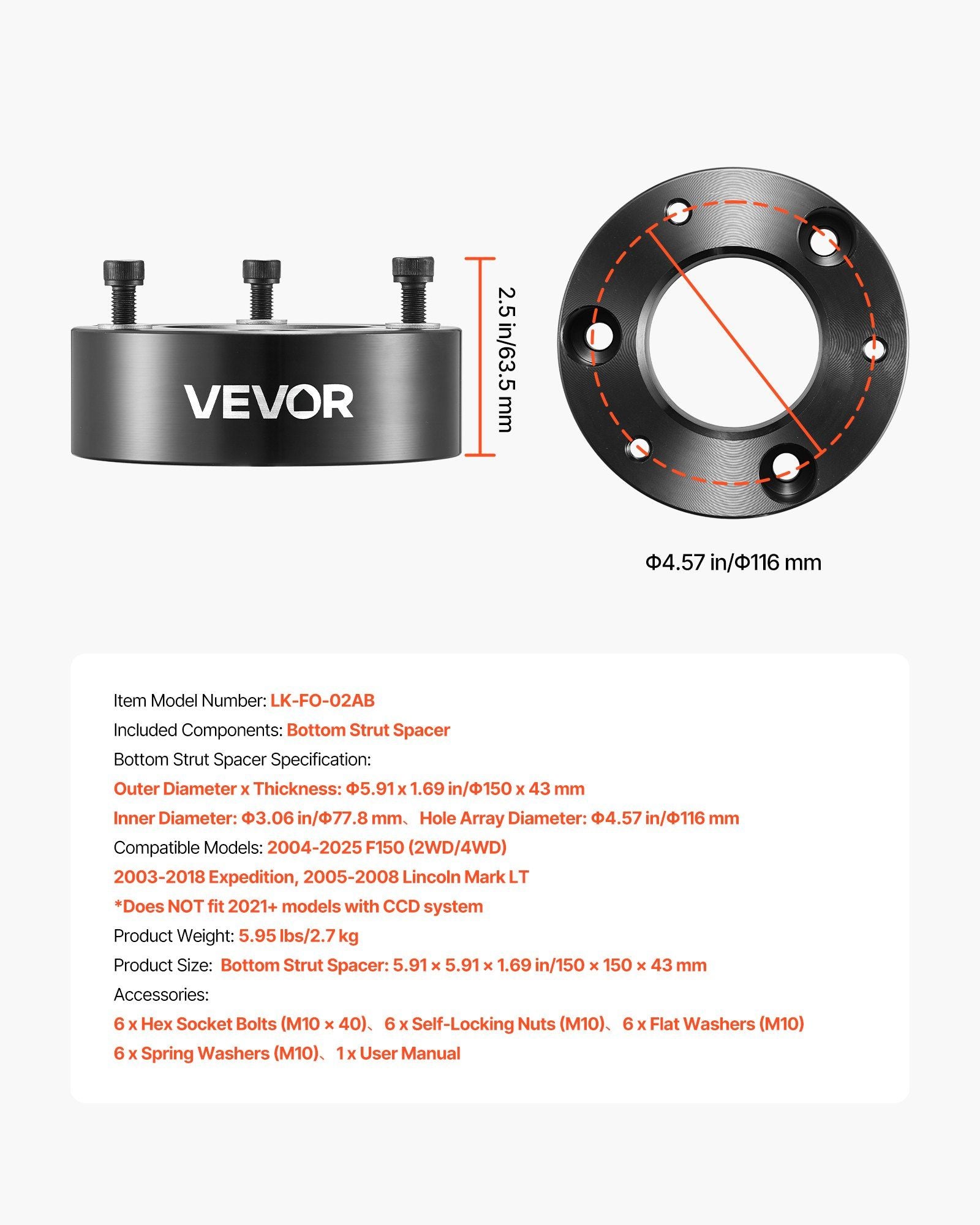 63.5 mm front levelling lift kit for Ford F150 — view 8