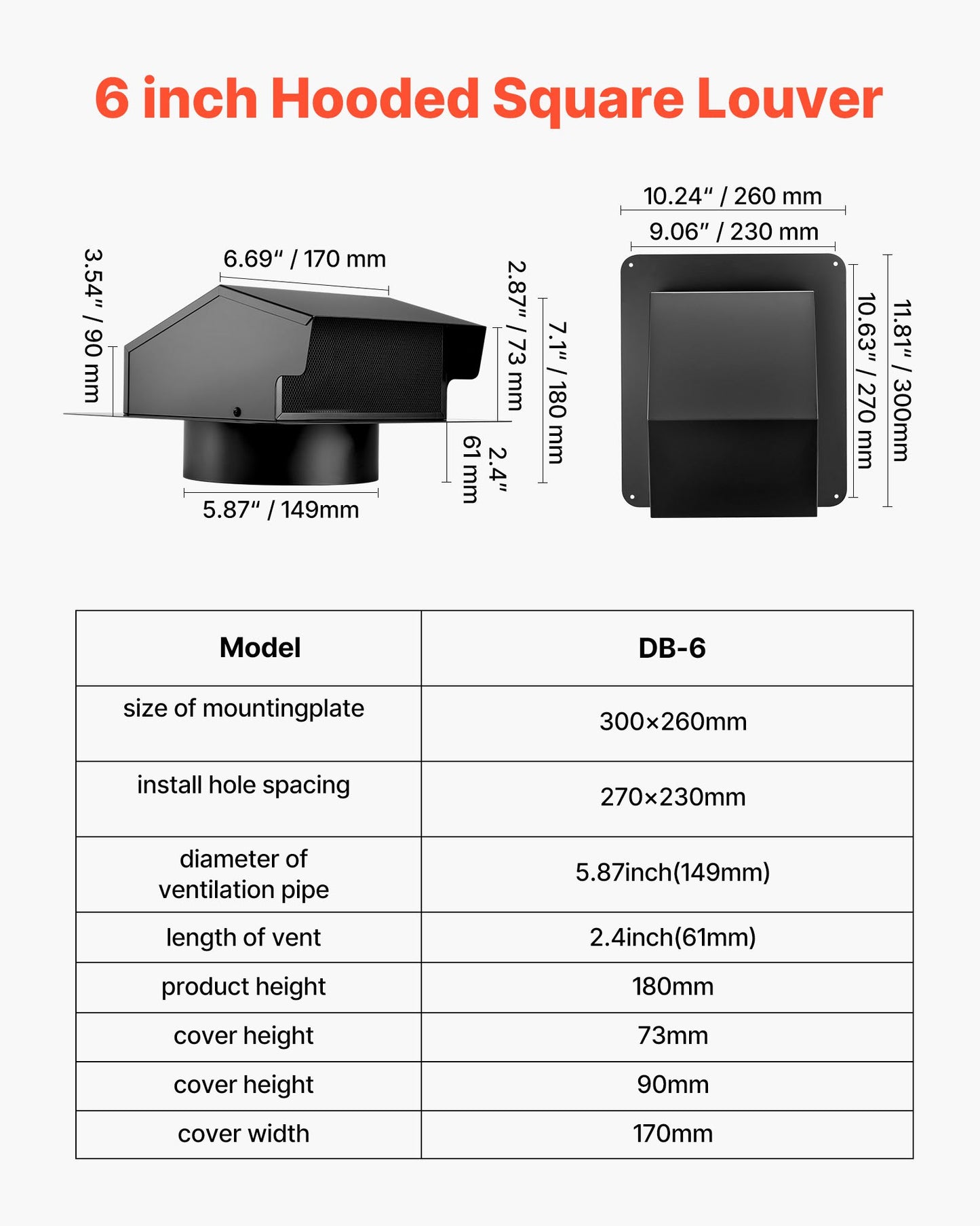 149 mm Hooded Wall Vent — view 3