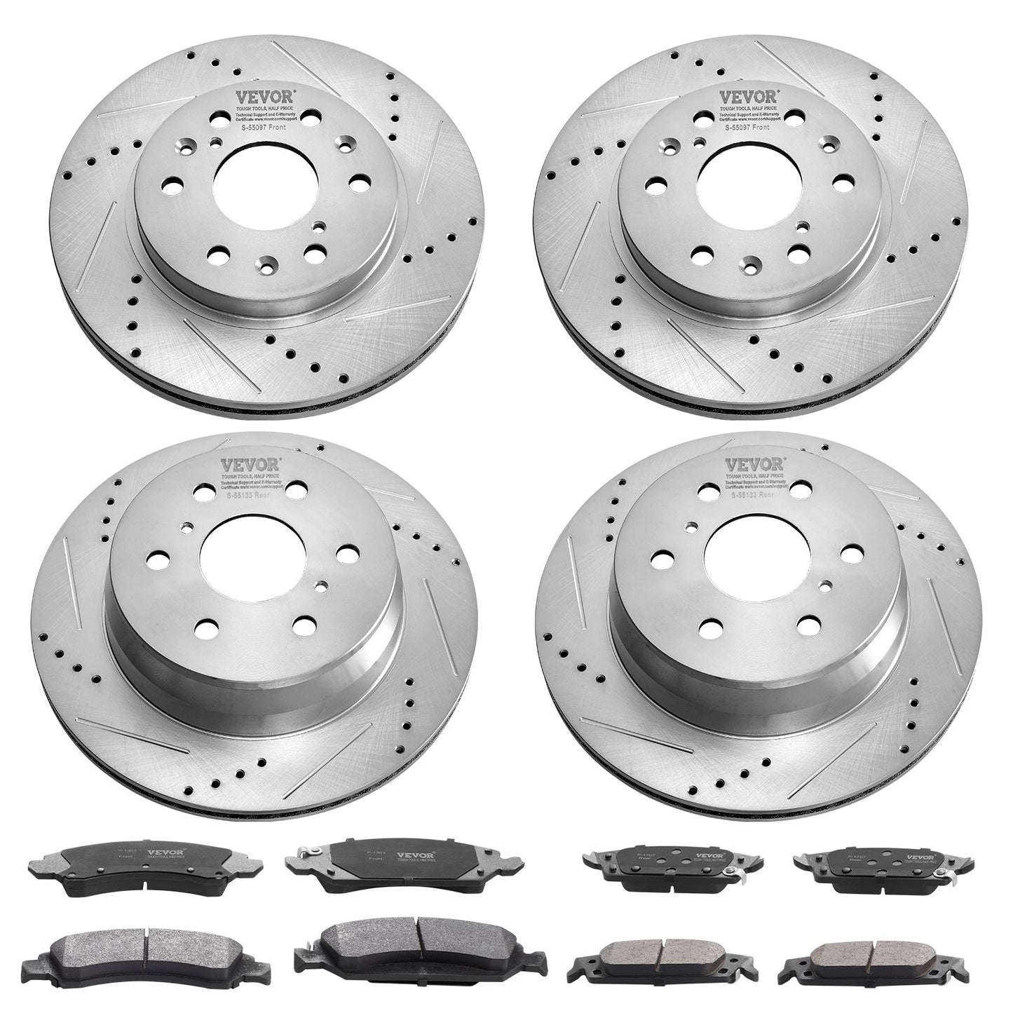Front&Rear Rotors Disc Brake Pads — view 10