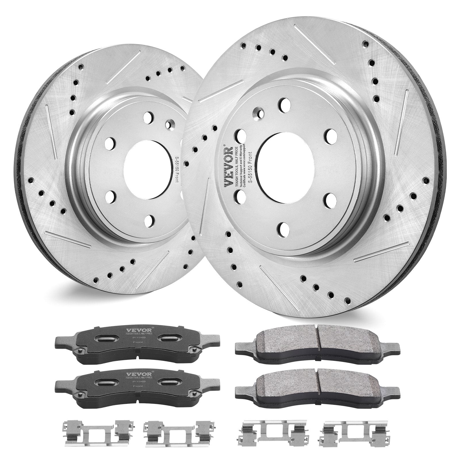 Drilled Slotted Front Brake Rotors — view 2