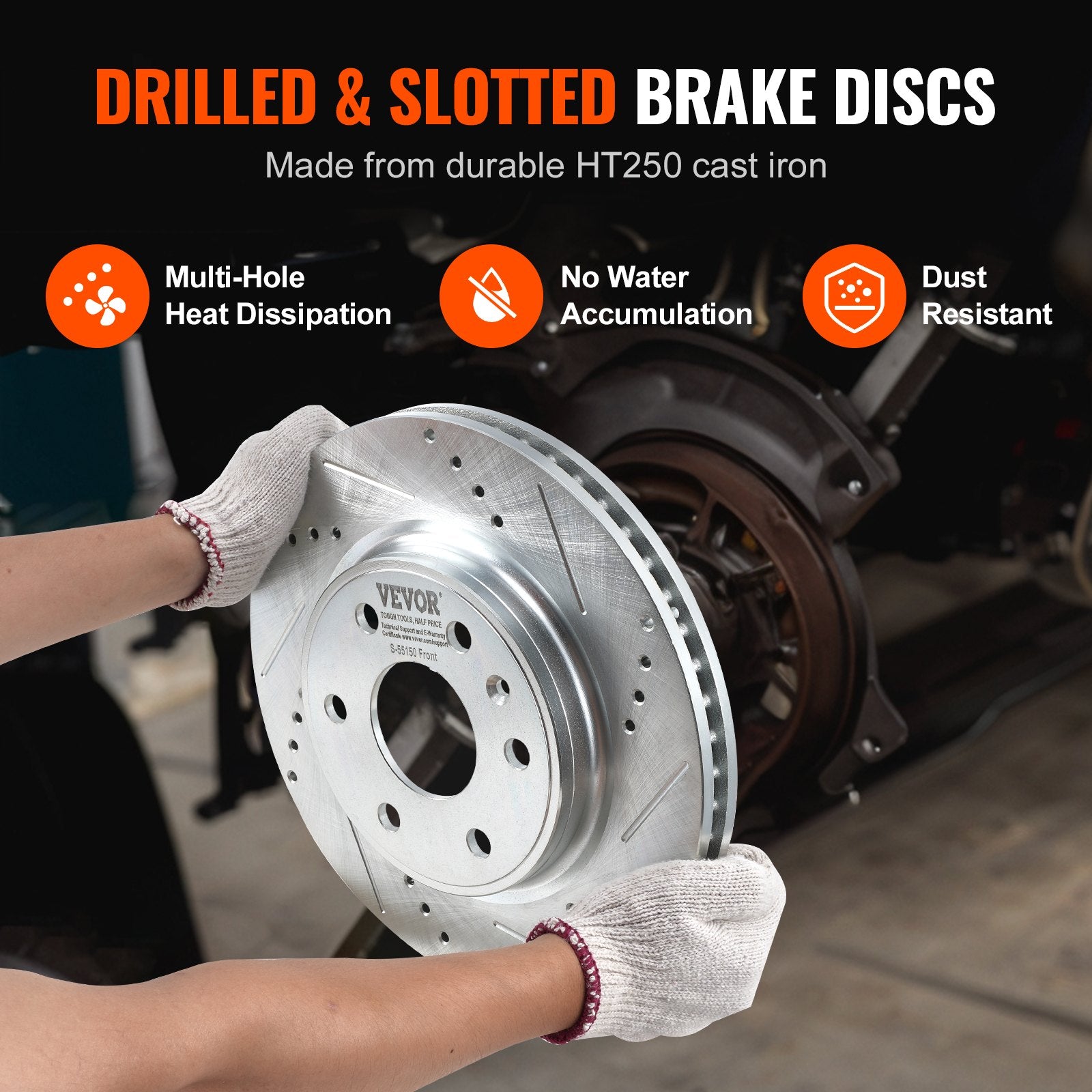 Drilled Slotted Front Brake Rotors — view 5