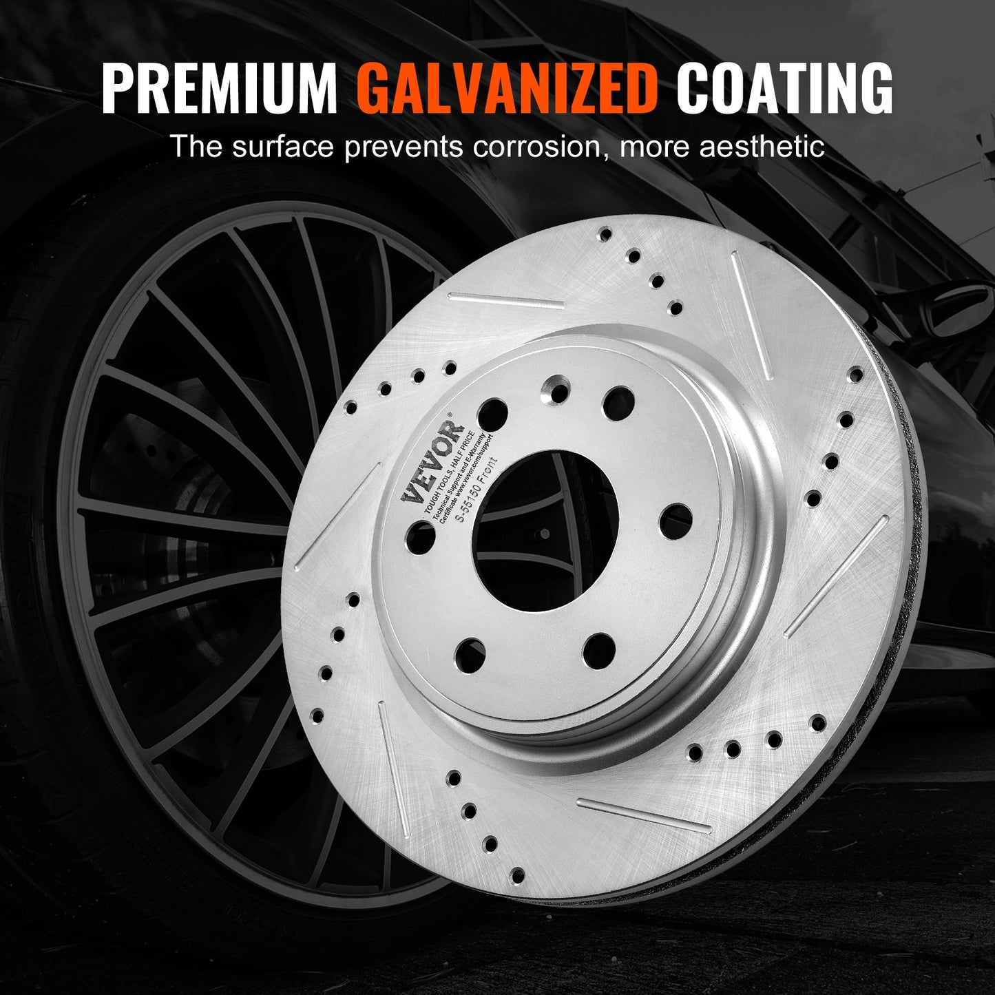Drilled Slotted Front Brake Rotors — view 6