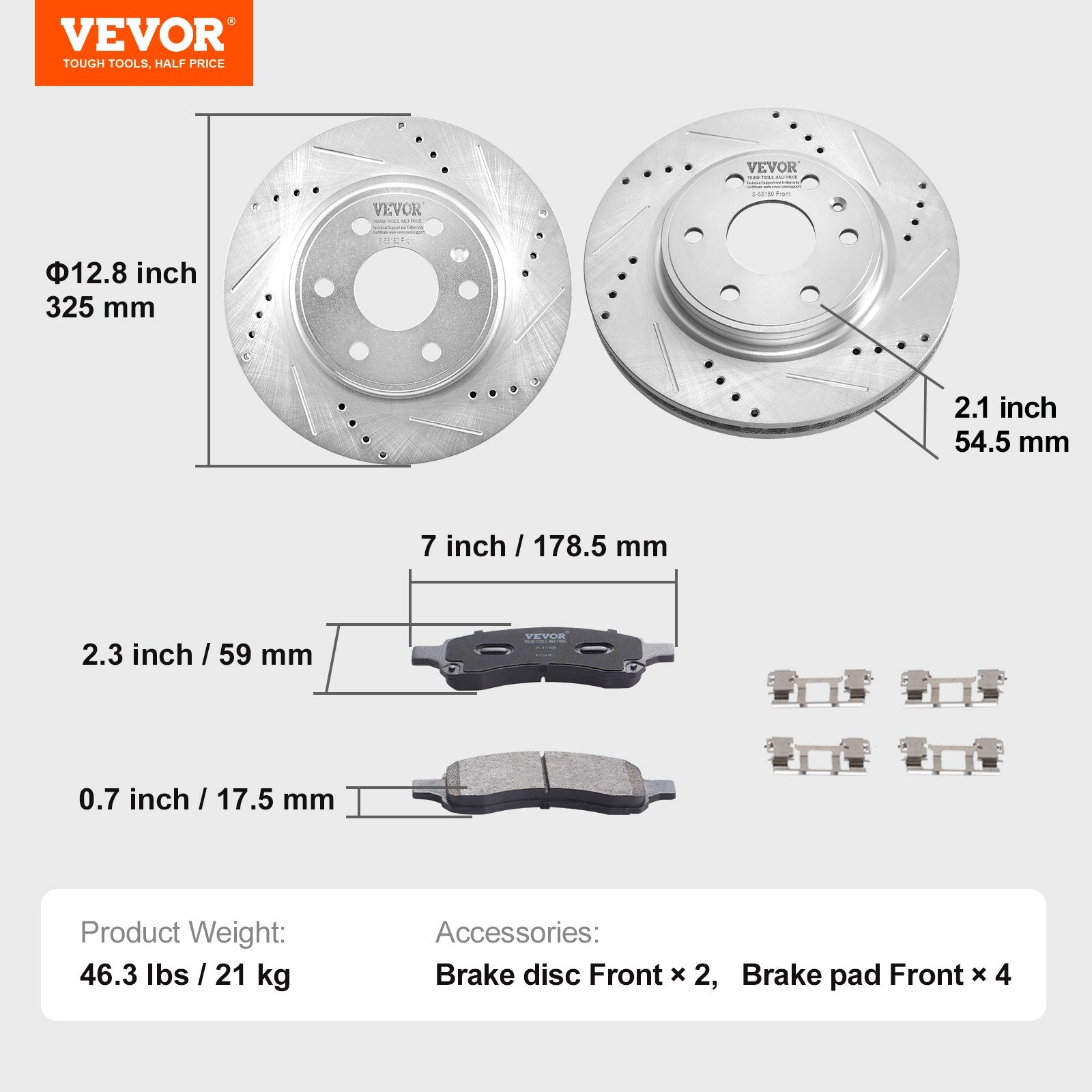 Drilled Slotted Front Brake Rotors — view 8